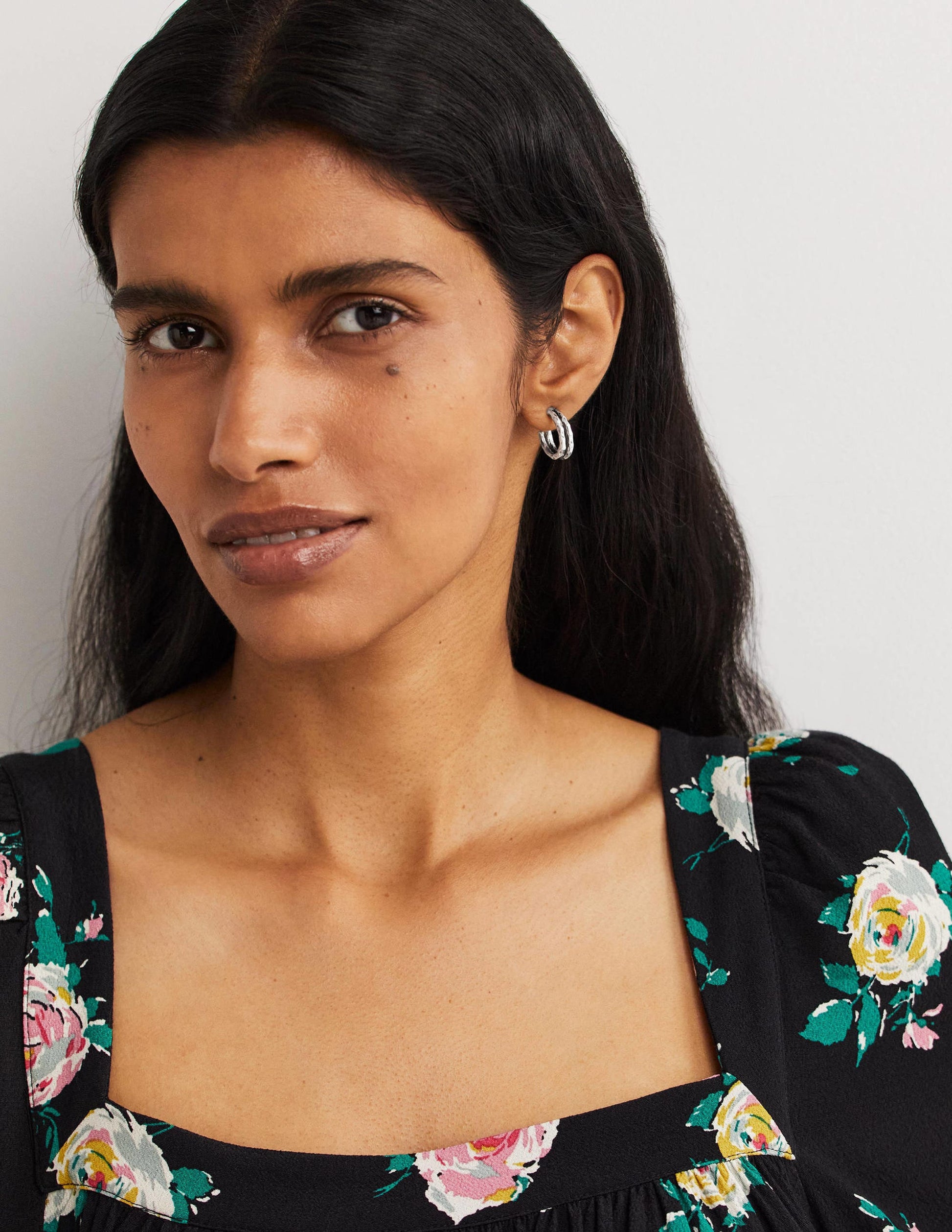 Small Double Hoop Earrings-Silver-1