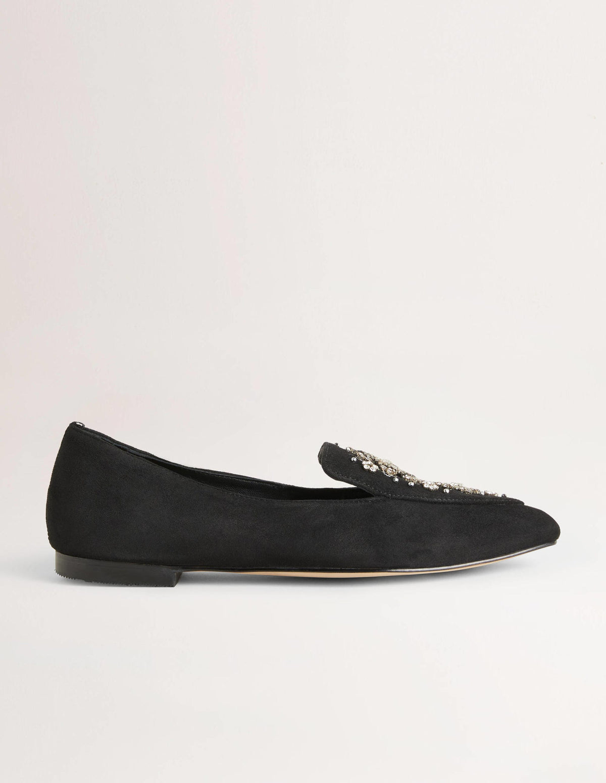 Embellished Suede Loafer-Black - Image 1