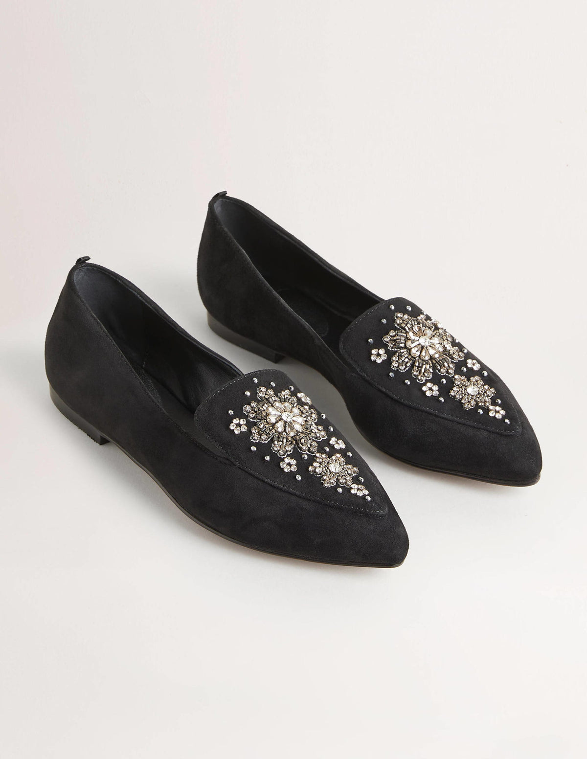Embellished Suede Loafer-Black - Image 2