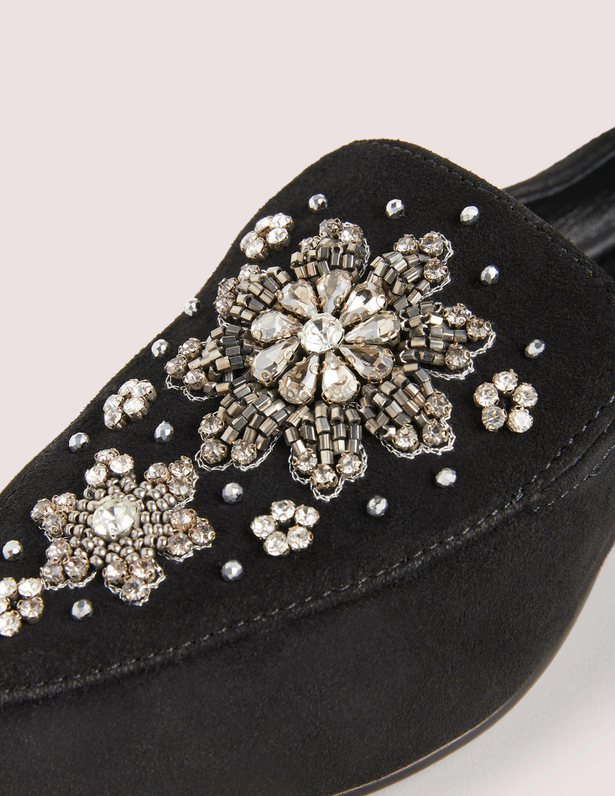 Embellished Suede Loafer-Black - Image 3