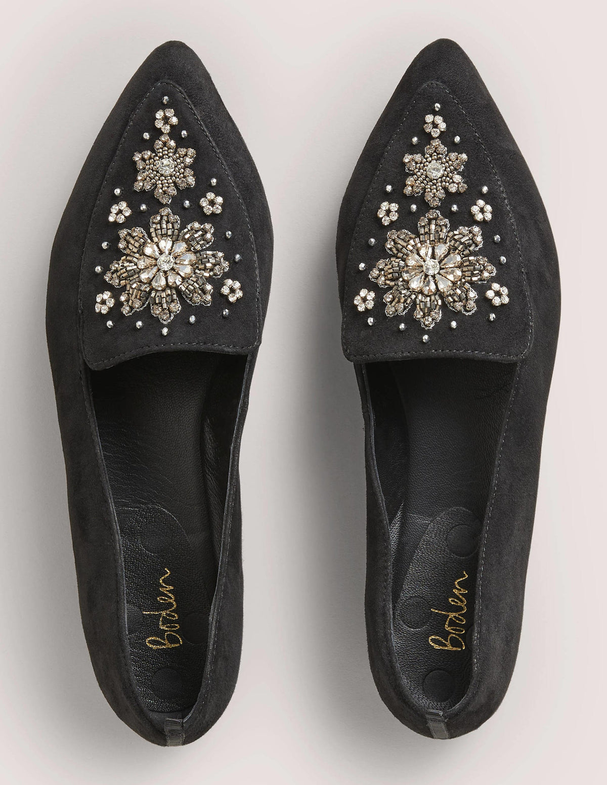 Embellished Suede Loafer-Black - Image 4