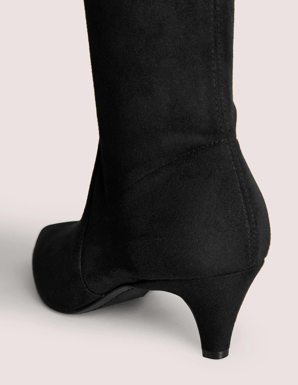 Stretch Kitten Heel Knee Boot-Black-3