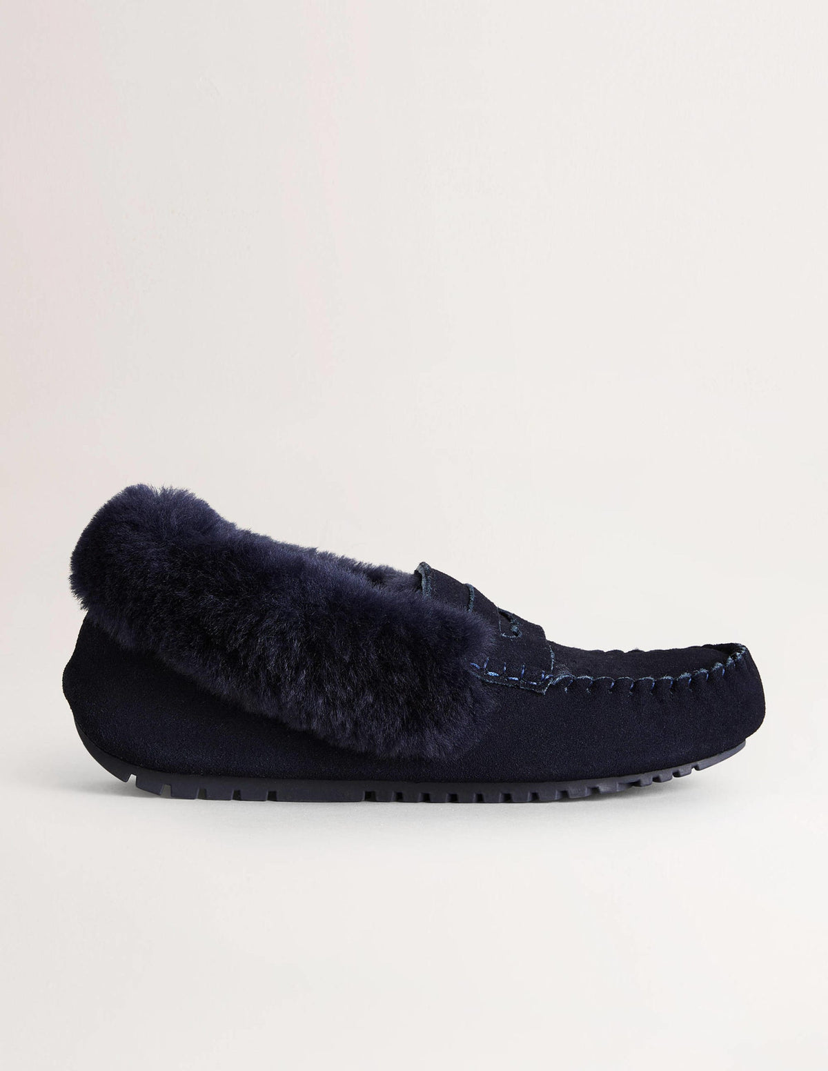 Moccasin Slippers-Navy Suede - Image 1