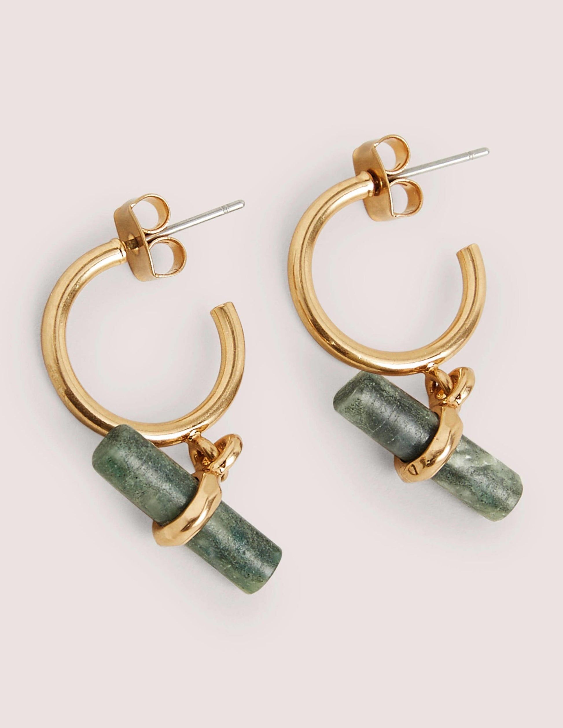 Semi-Precious T-bar Hoops-Jade Green-2