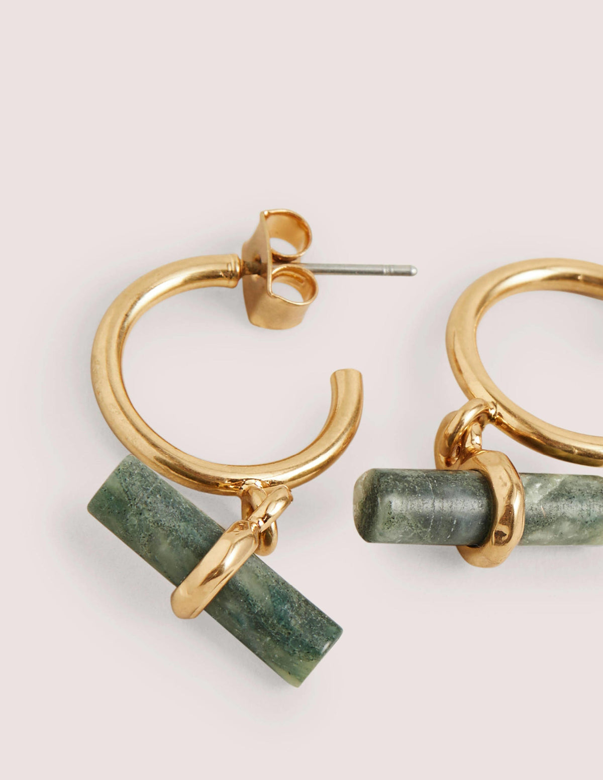 Semi-Precious T-bar Hoops-Jade Green-3