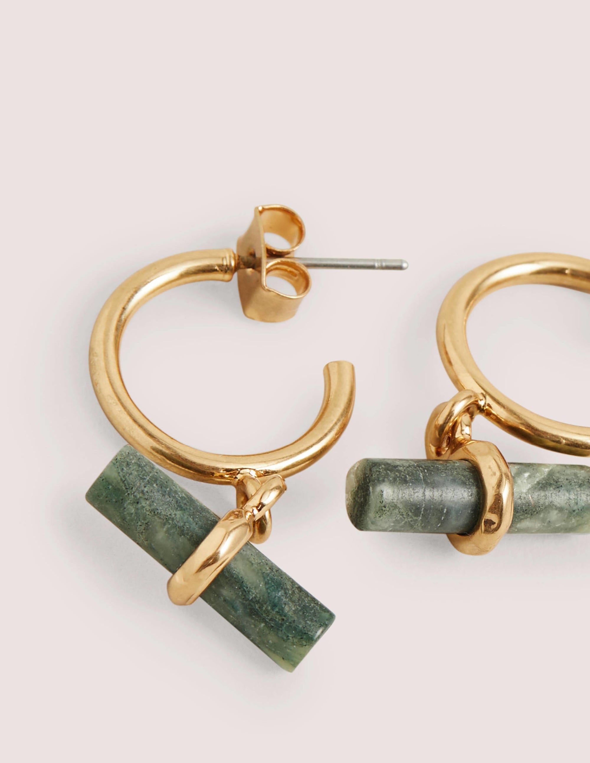 Semi-Precious T-bar Hoops-Jade Green - Image 3