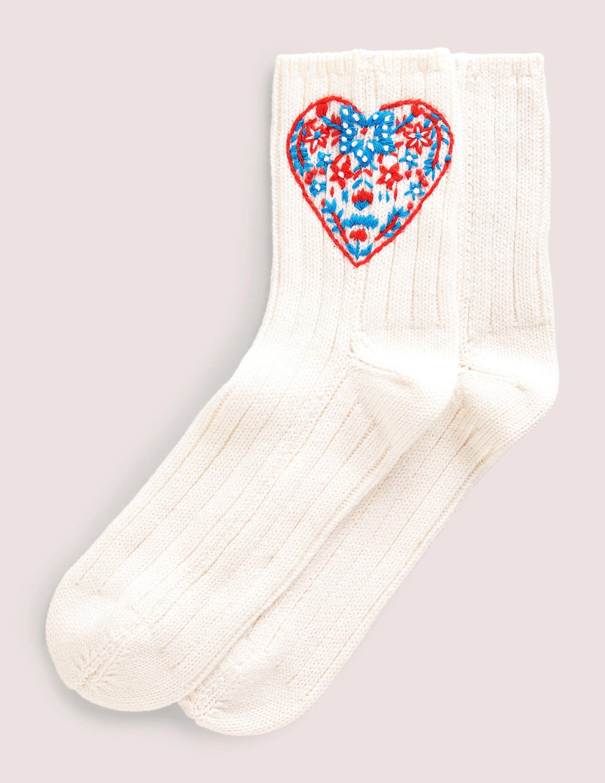 Embroidered Bed Socks-Heart-1
