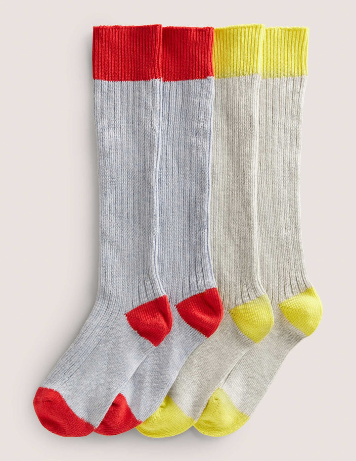 2 Pack Boot Socks-Blue/ Grey Colourblock