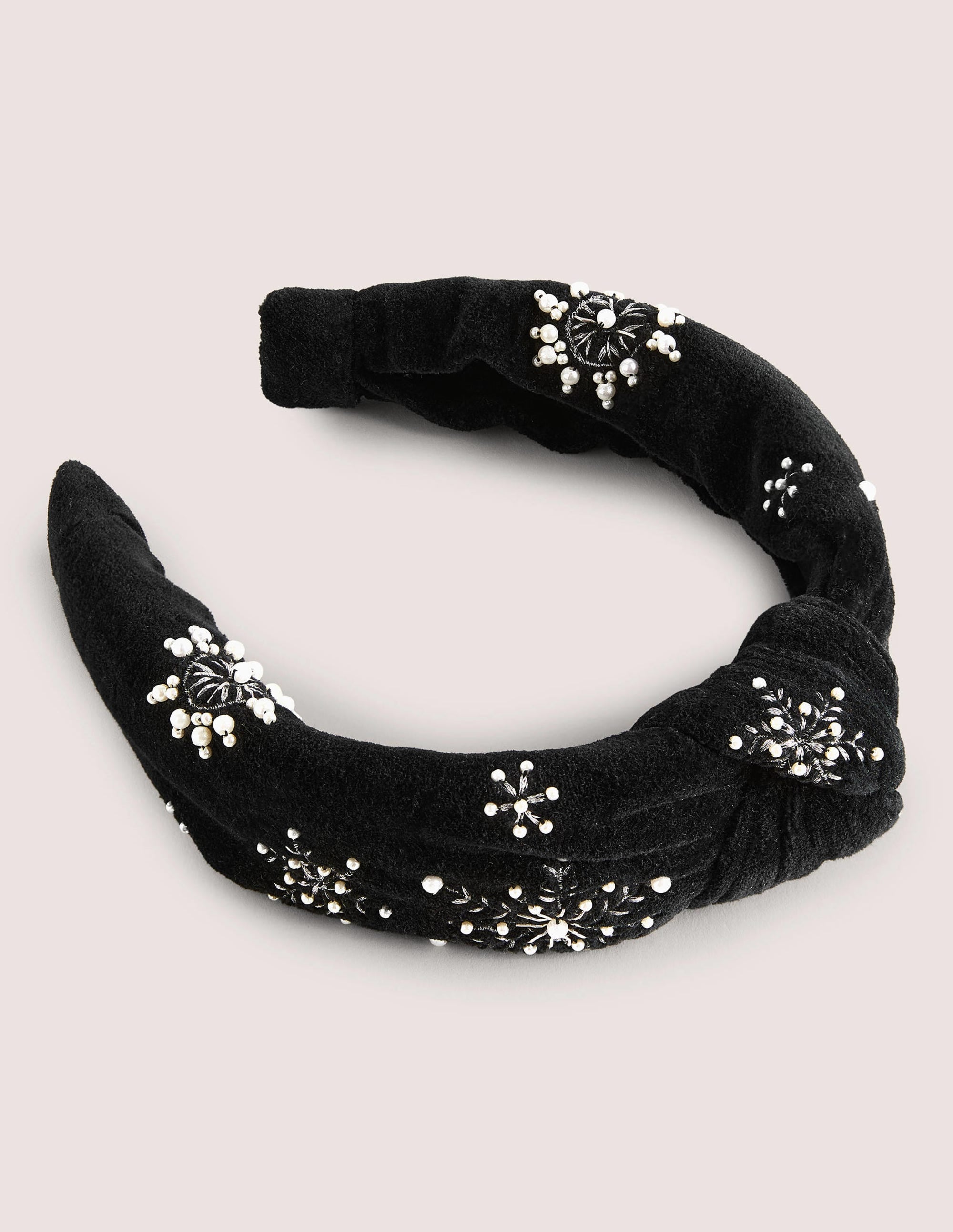 Knotted Embellished Headband-Black Pearl Snowflake - Image 2