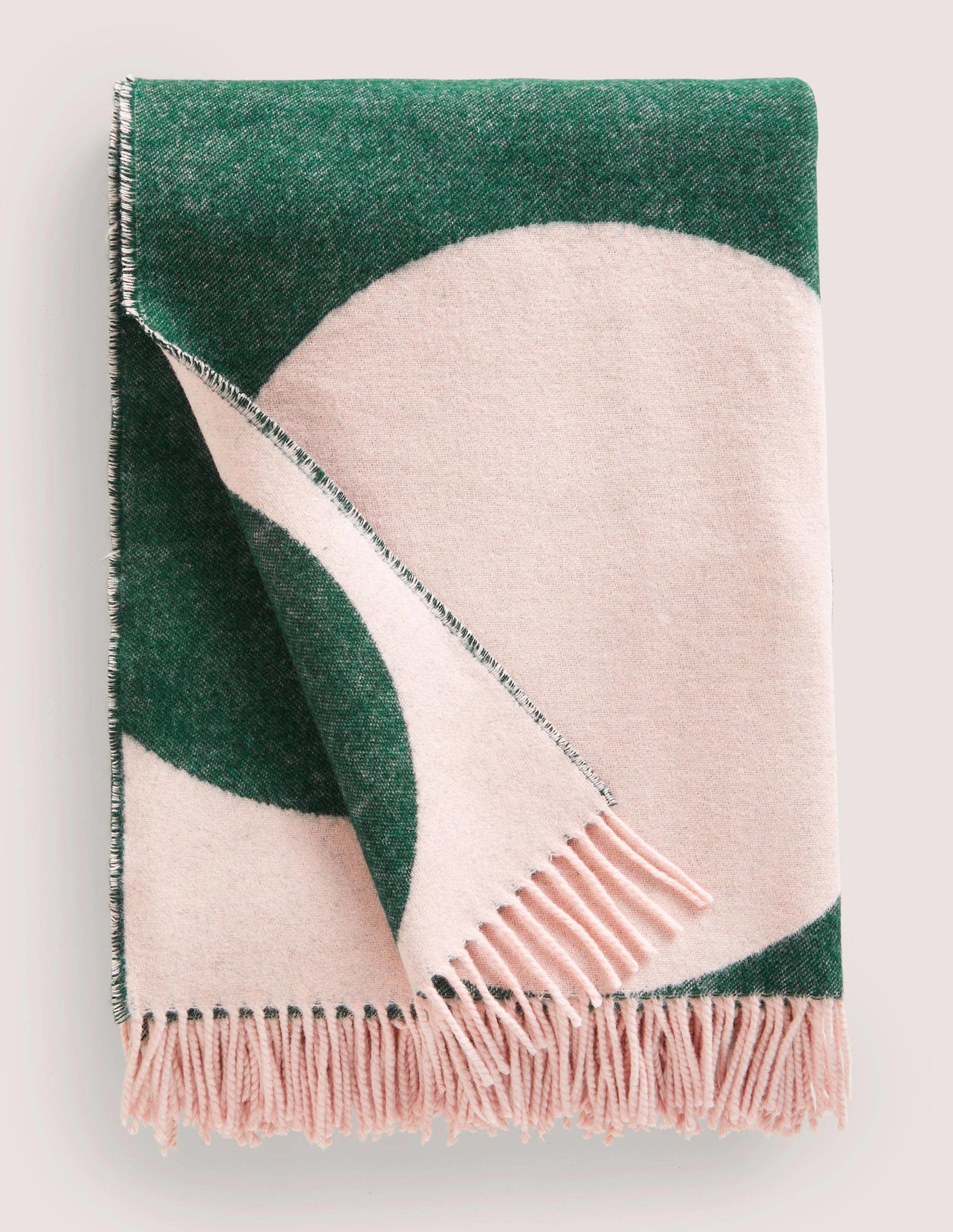 Jacquard Wool Throw-Green/ Pink Spot-1