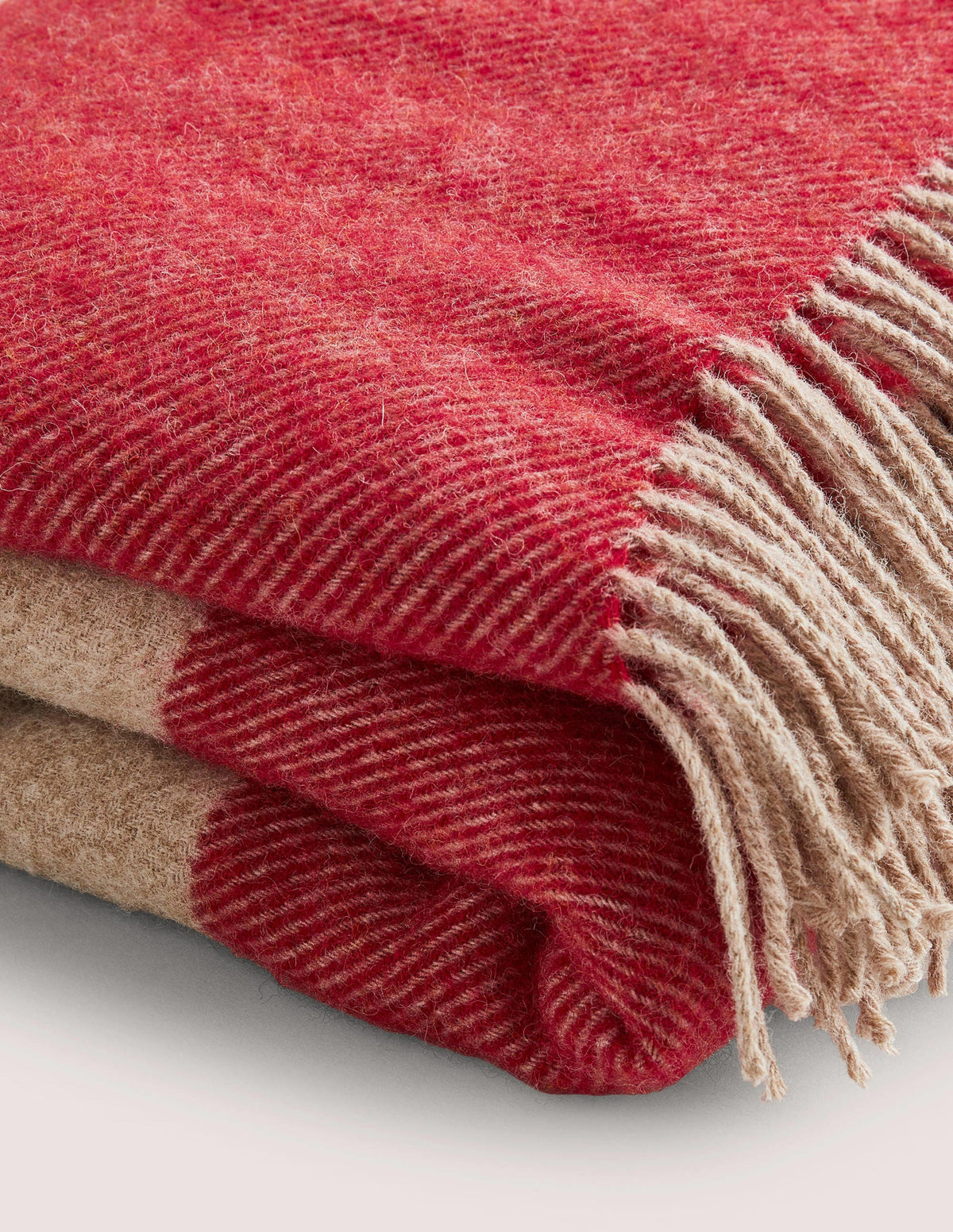 Wool Throw-Red/ Oatmeal-2
