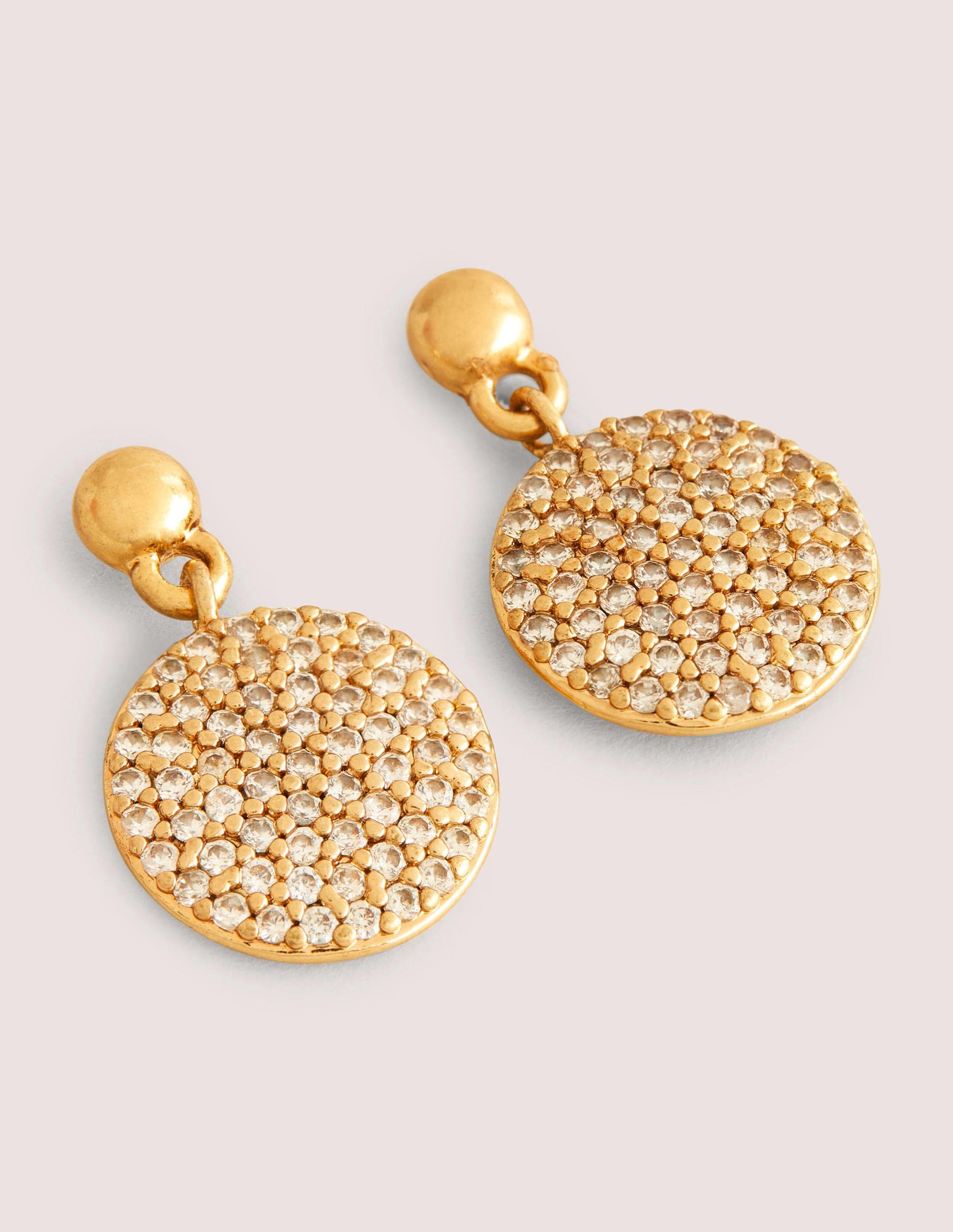 Pavé Disk Earrings-Gold-2