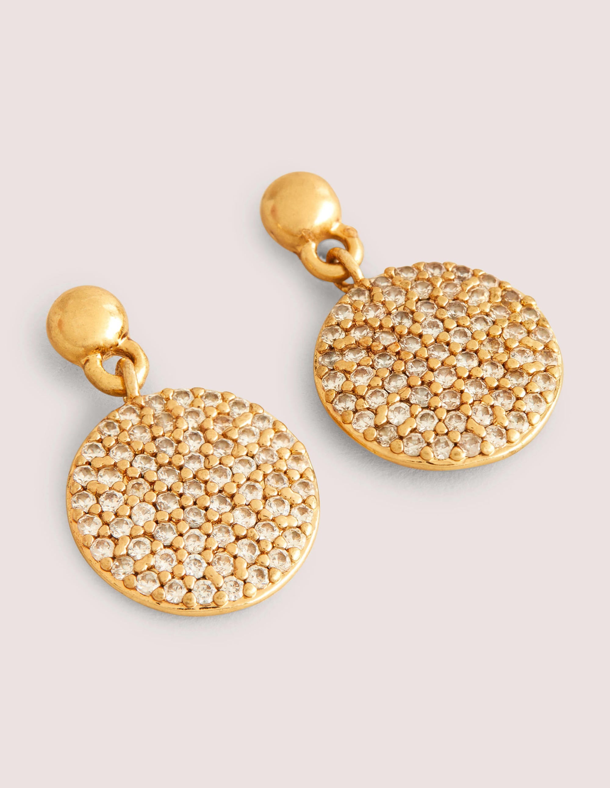 Pavé Disk Earrings-Gold - Image 2