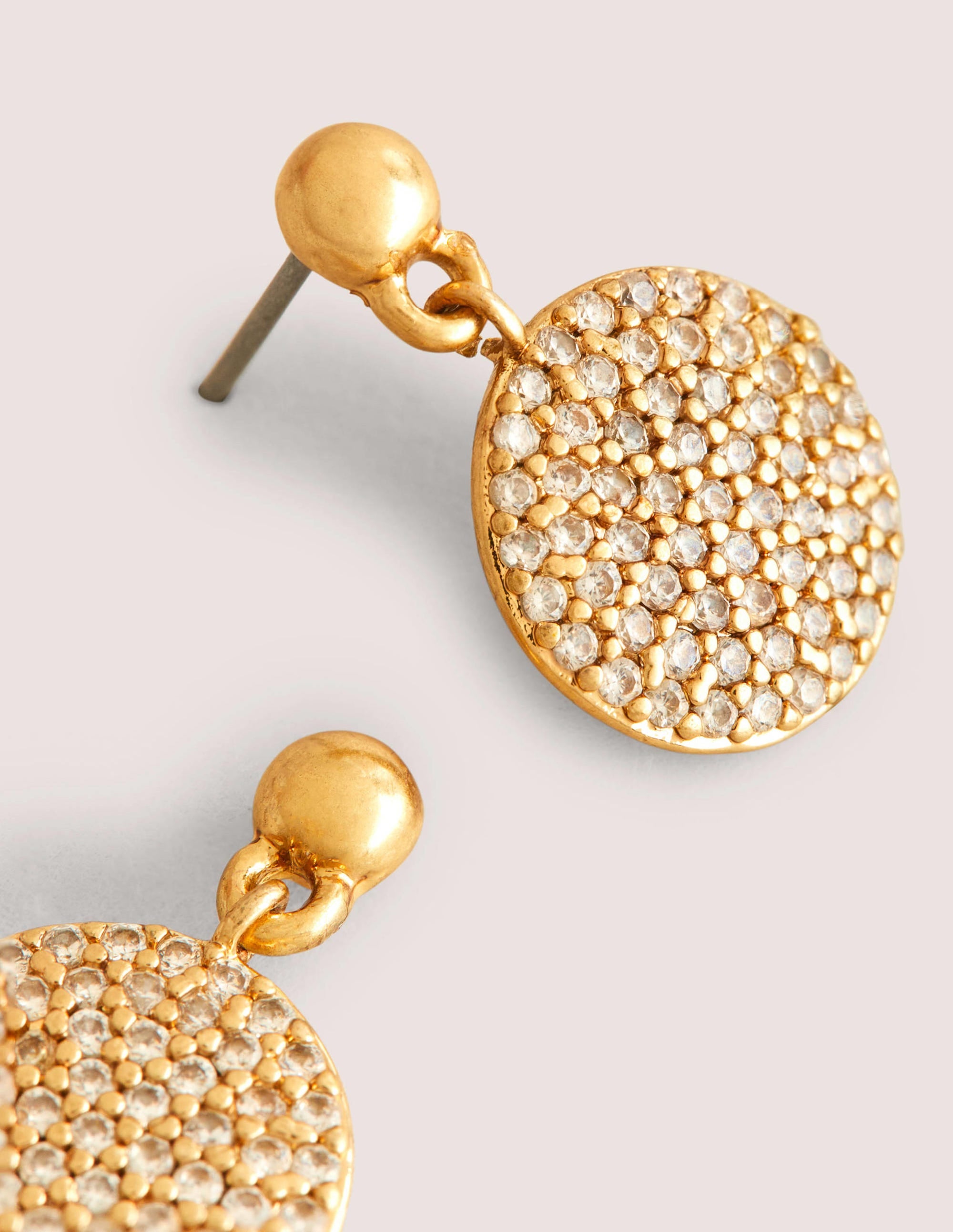 Pavé Disk Earrings-Gold - Image 3