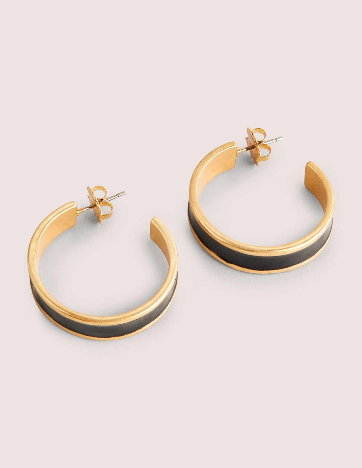 Enamel Hoop Earrings-Black-1