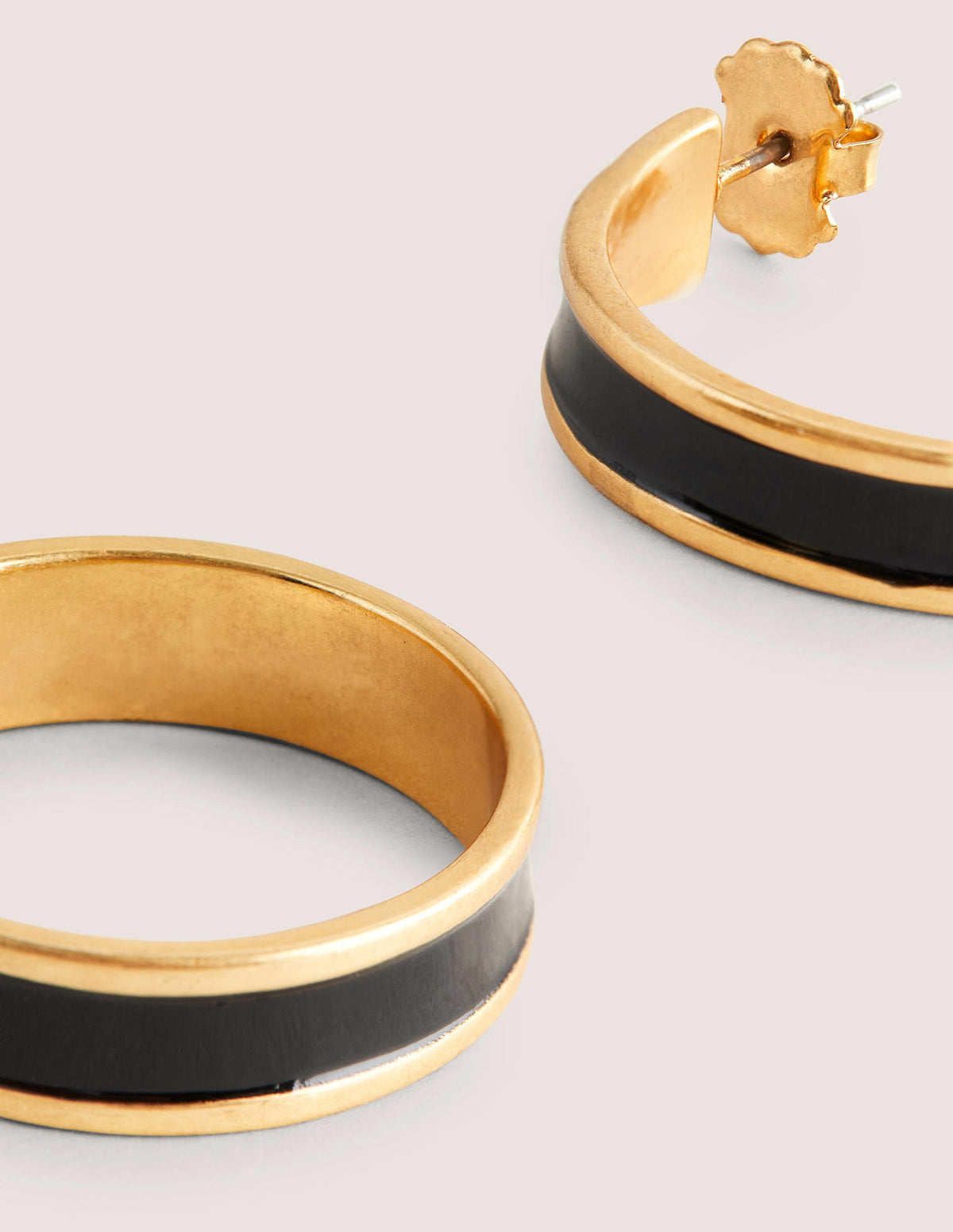Enamel Hoop Earrings-Black - Image 2
