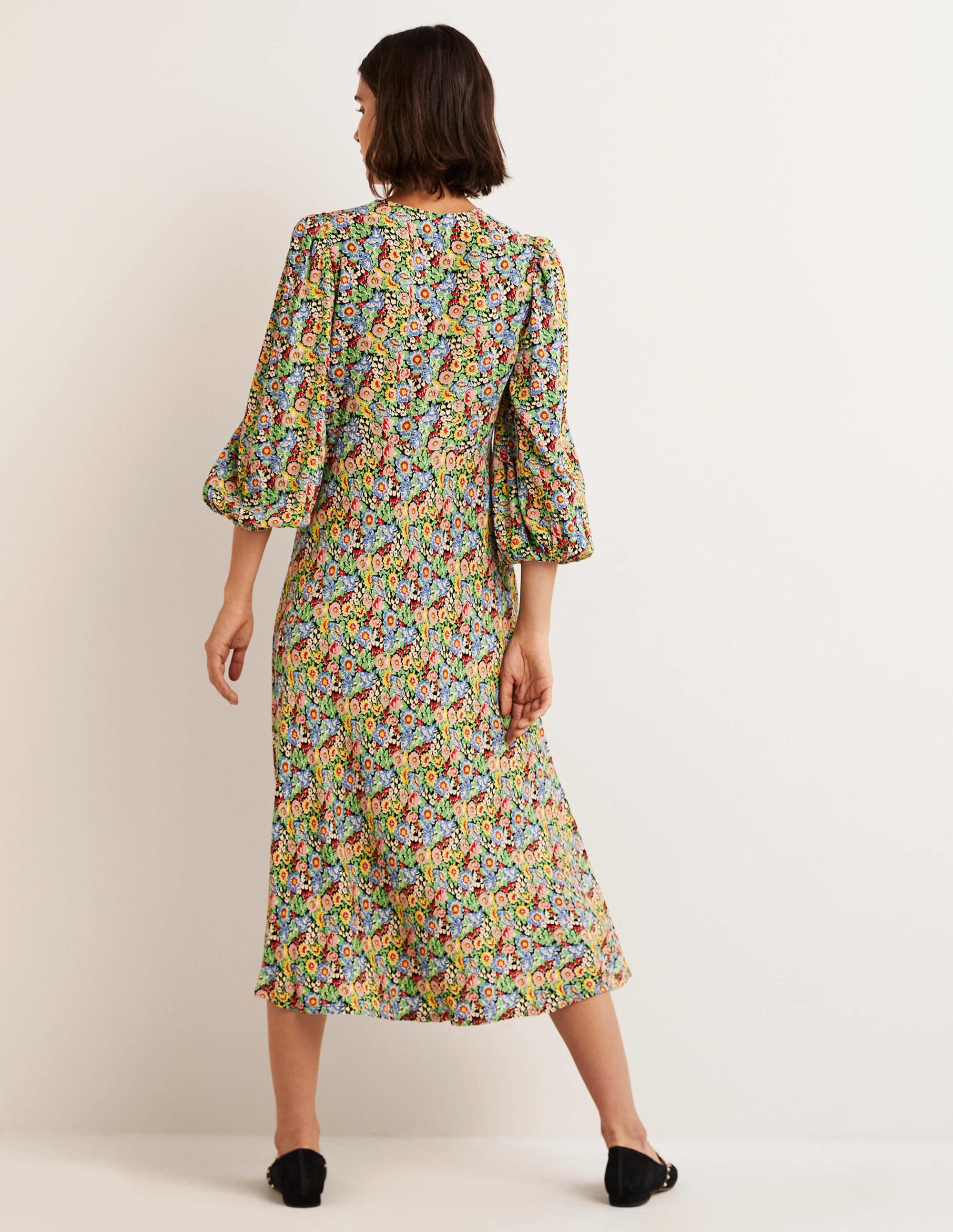 Empire Midi Tea Dress-Multi, Flora Illusion - Image 3