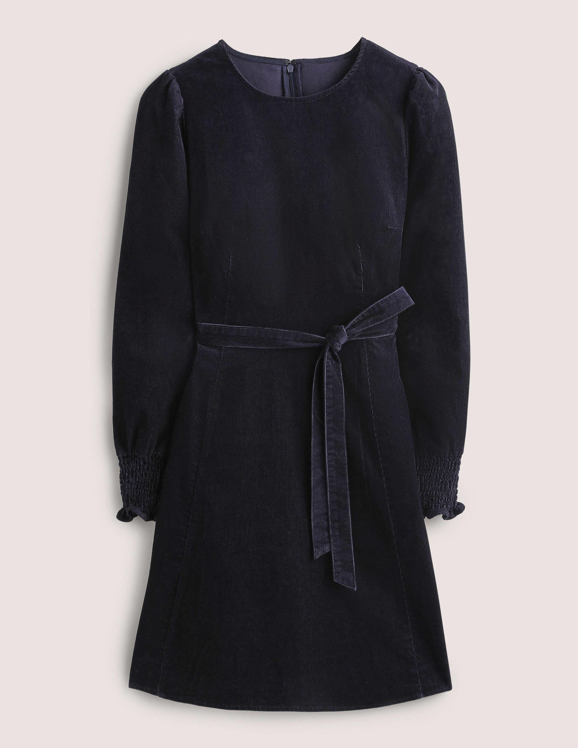 Smocked Cuff Corduroy Dress-Navy - Image 6