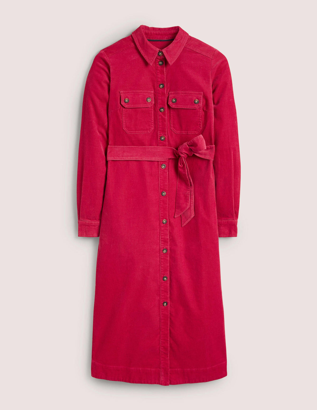 Corduroy Midi Shirt Dress-Sweet Rose-5