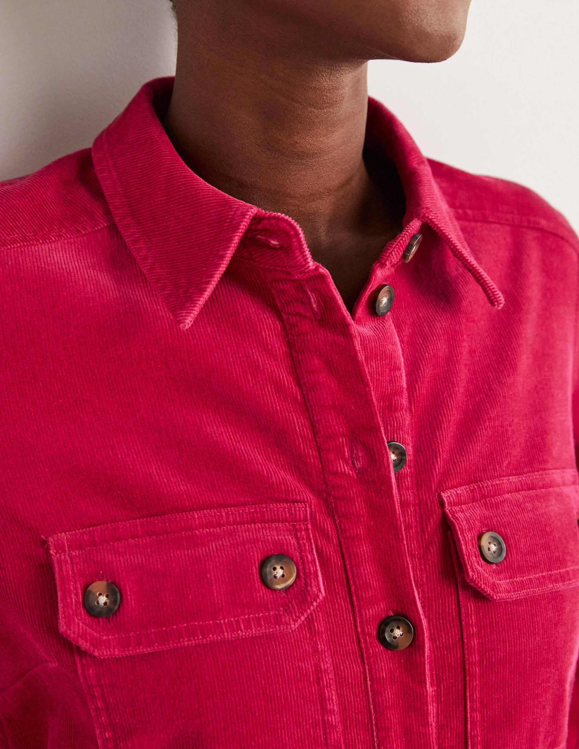 Corduroy Midi Shirt Dress-Sweet Rose-2