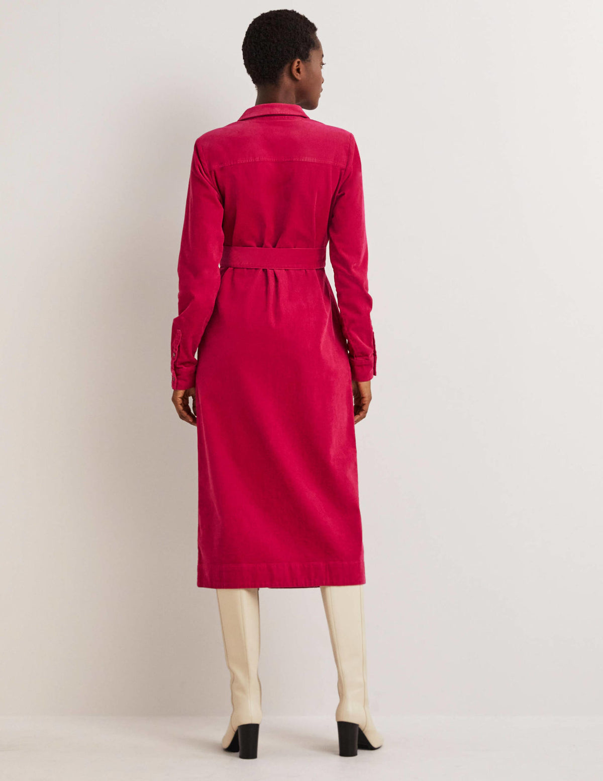 Corduroy Midi Shirt Dress-Sweet Rose - Image 3
