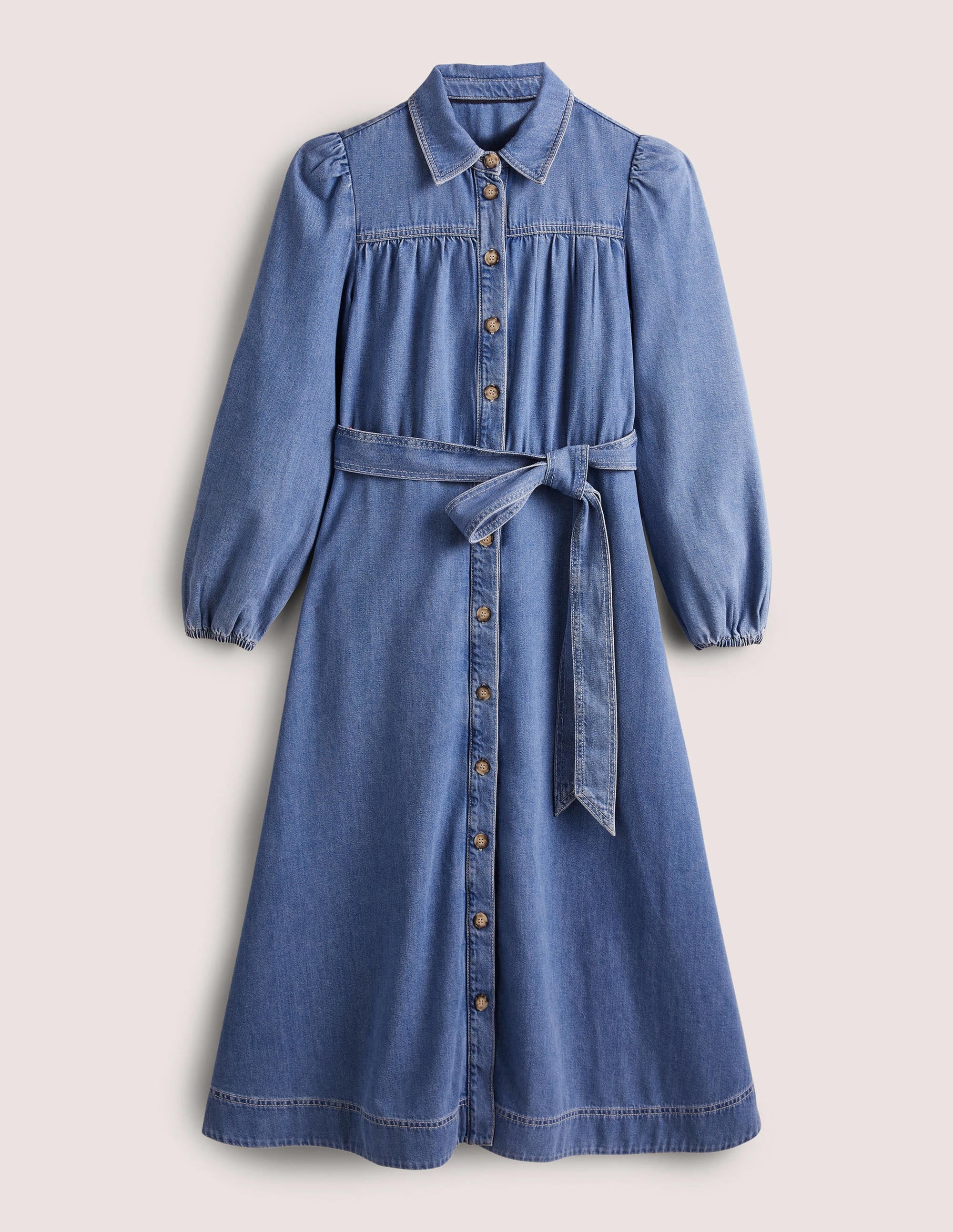Denim Midi Shirt Dress-Light Denim - Image 8