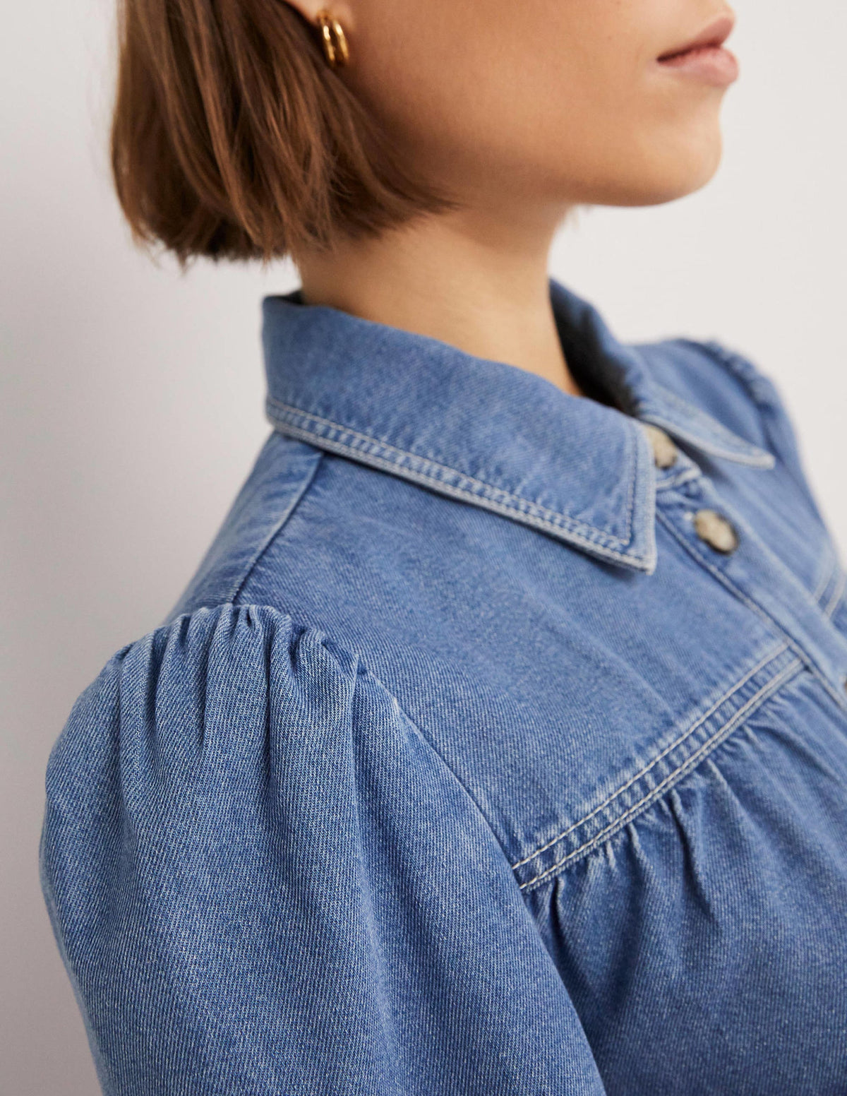 Denim Midi Shirt Dress-Light Denim - Image 3