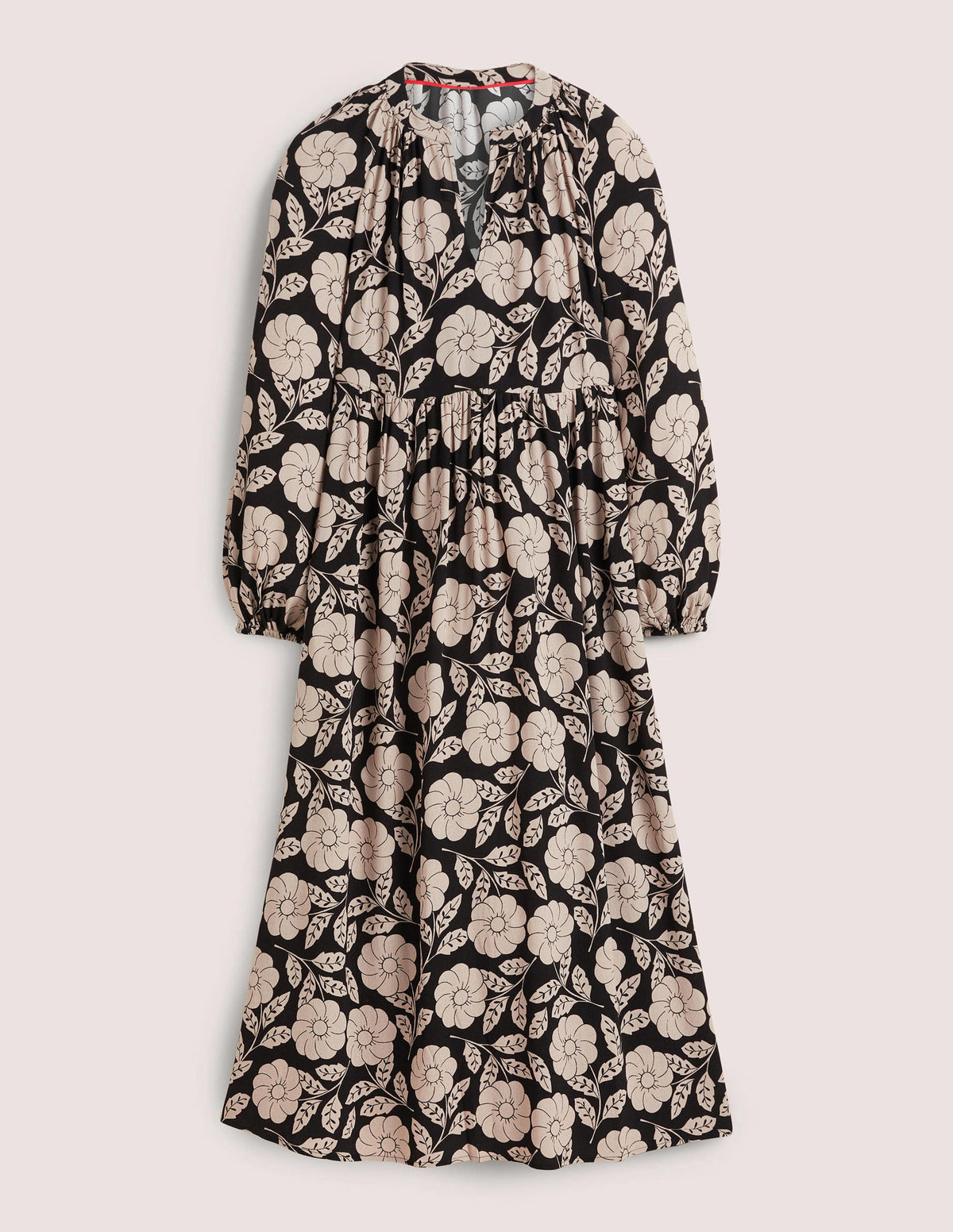 Printed Notch Neck Maxi Dress-Black, Botanica-5