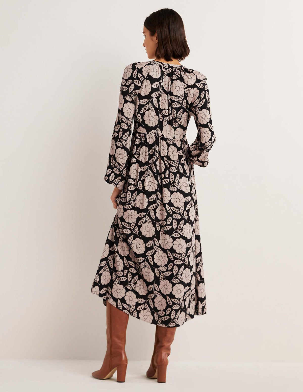 Printed Notch Neck Maxi Dress-Black, Botanica-3