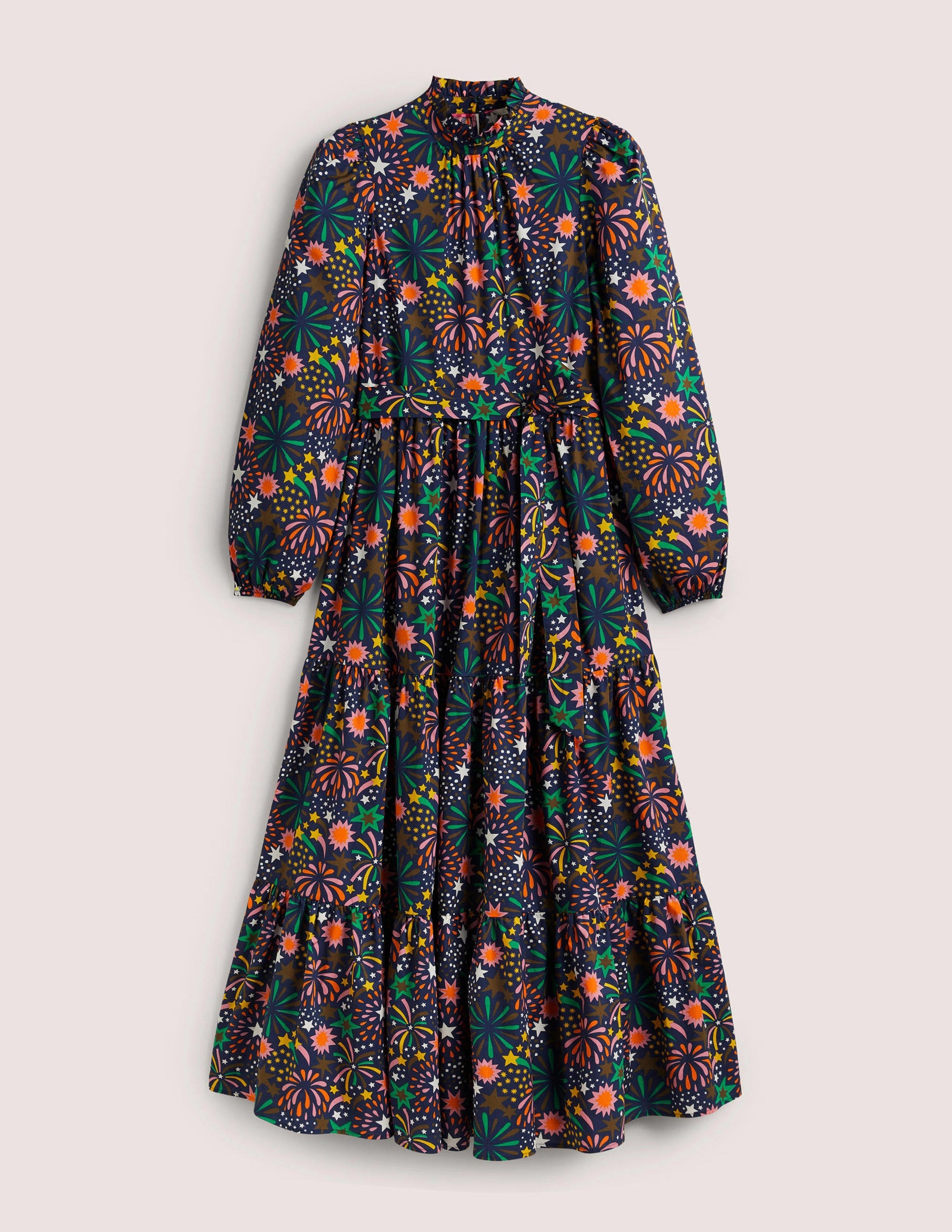 Mutton Sleeve Maxi Dress-Multi, Firework Bloom-7
