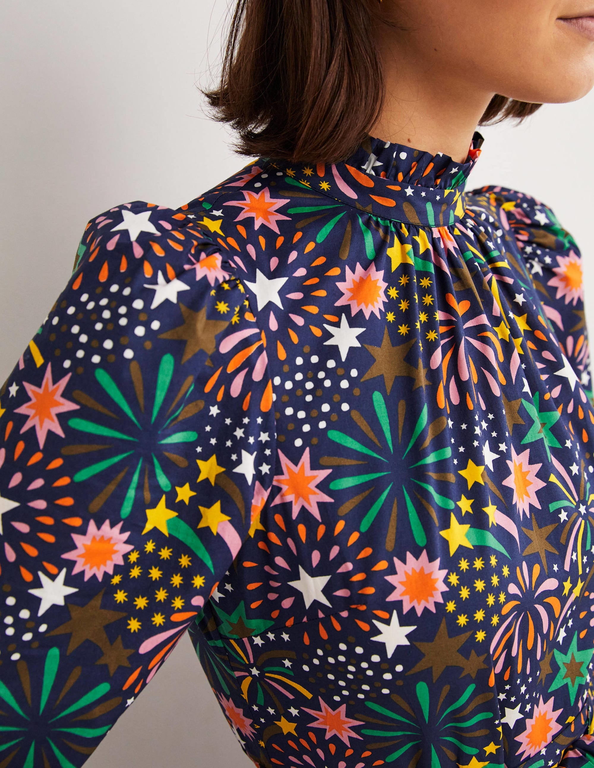 Mutton Sleeve Maxi Dress-Multi, Firework Bloom - Image 2