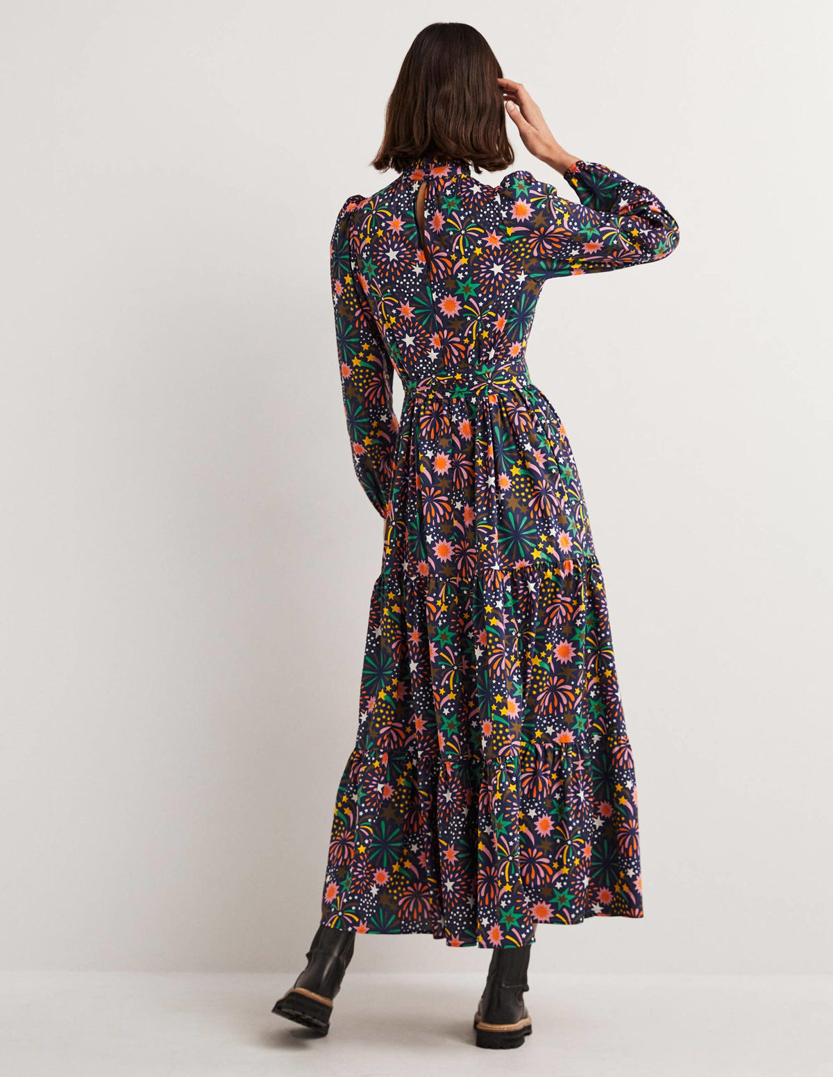 Mutton Sleeve Maxi Dress-Multi, Firework Bloom - Image 3