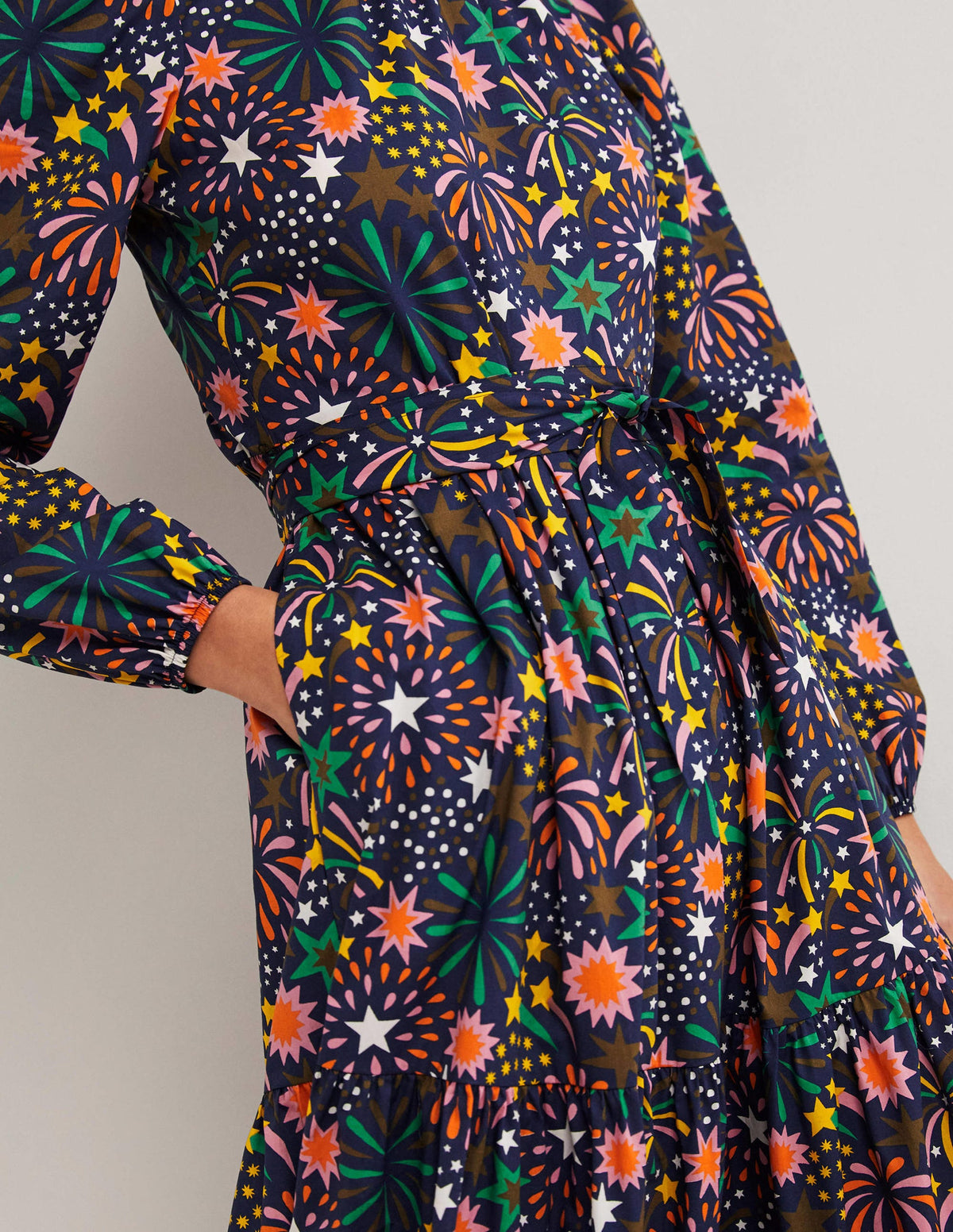 Mutton Sleeve Maxi Dress-Multi, Firework Bloom-4