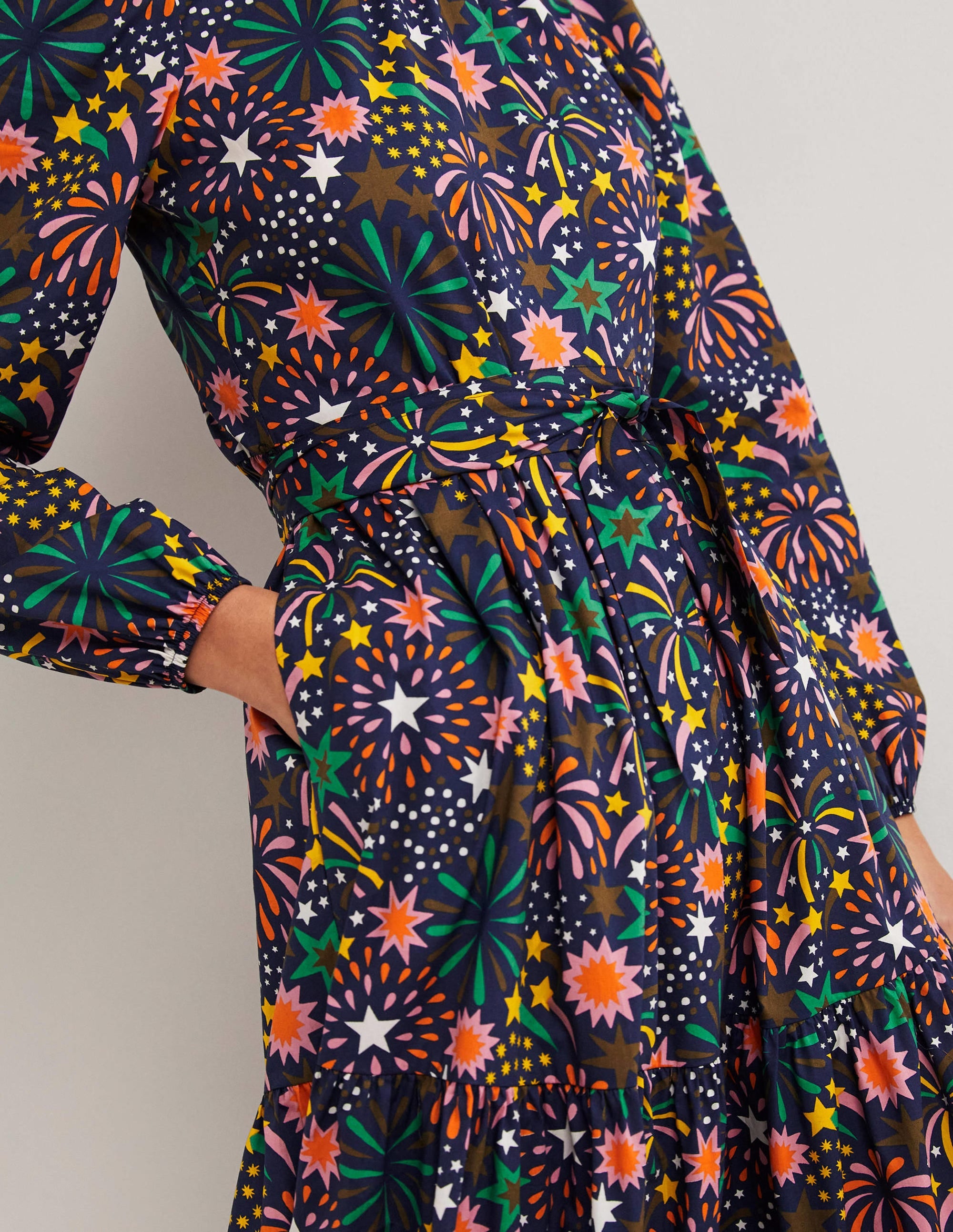 Mutton Sleeve Maxi Dress-Multi, Firework Bloom - Image 4
