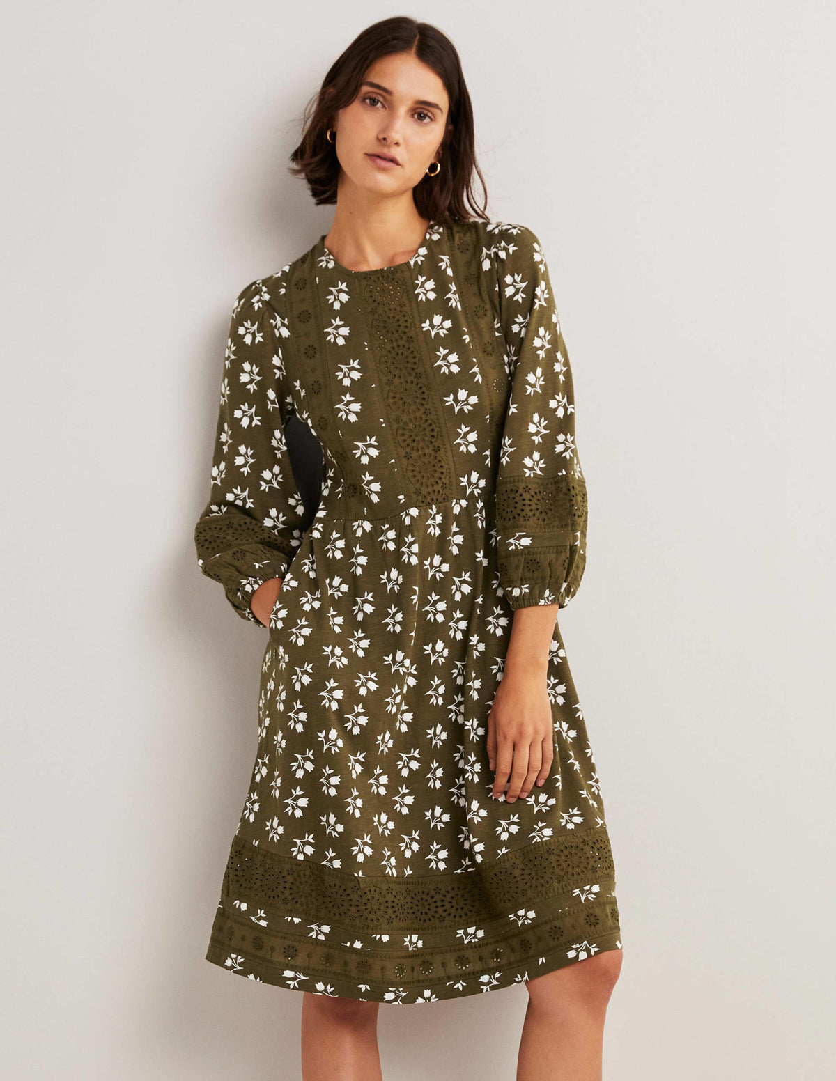Detail Insert Jersey Dress-Basil, Bouquet Bud - Image 2