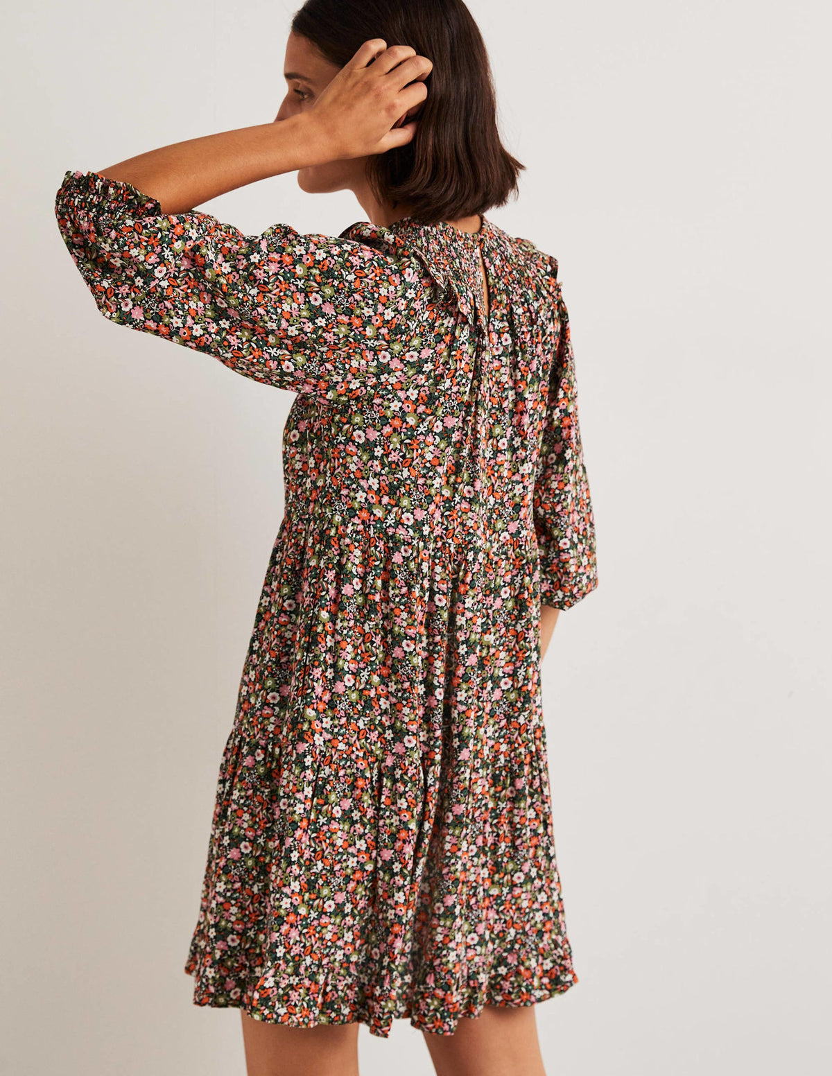 Smocked Yoke Tiered Dress-Multi, Floret Meadow-3