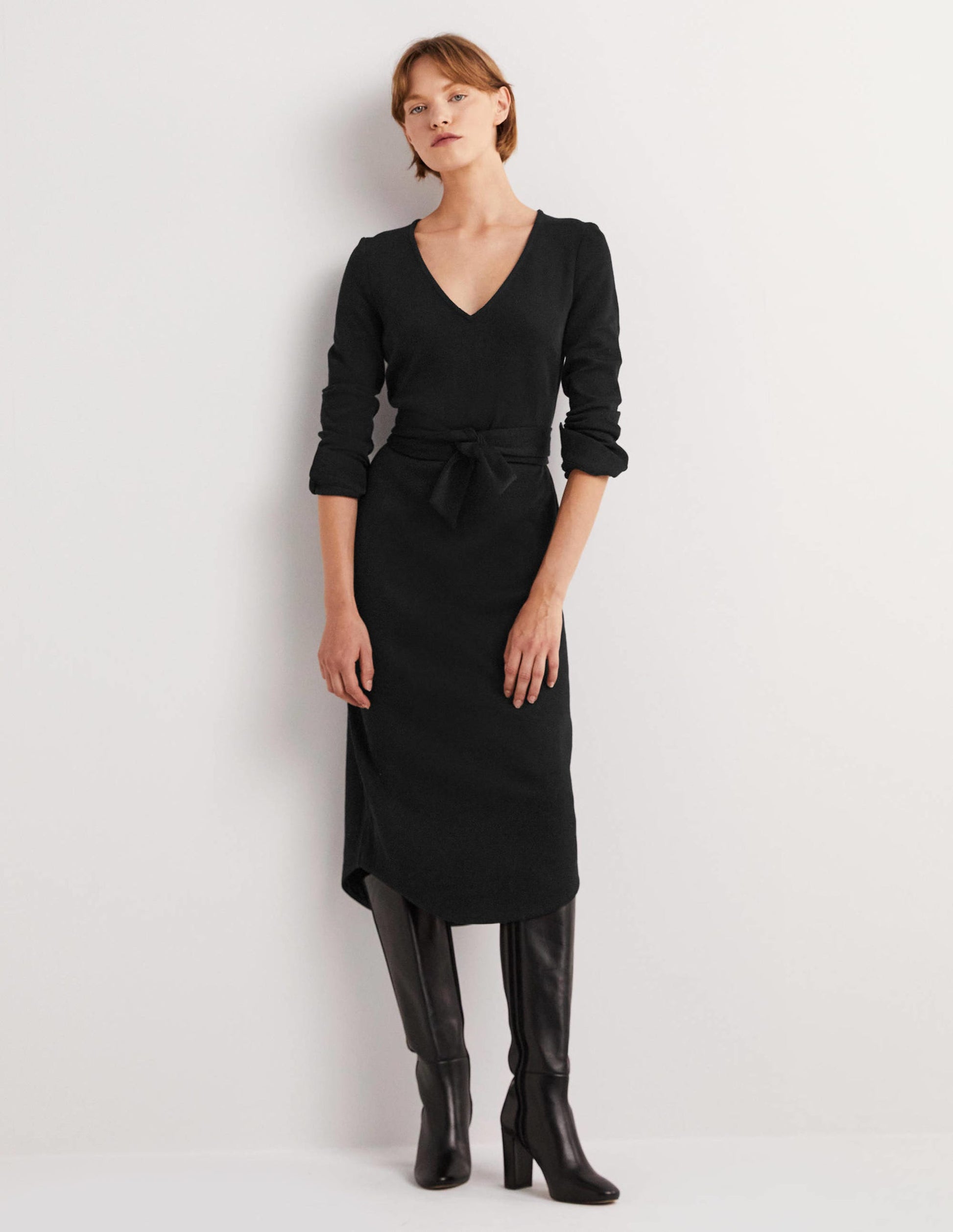 Column Jersey Midi Dress-Black-1