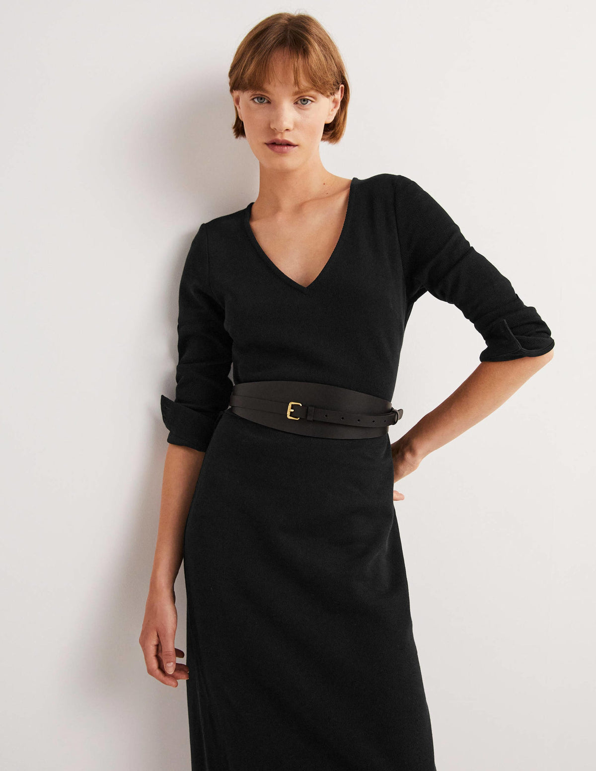 Column Jersey Midi Dress-Black - Image 4