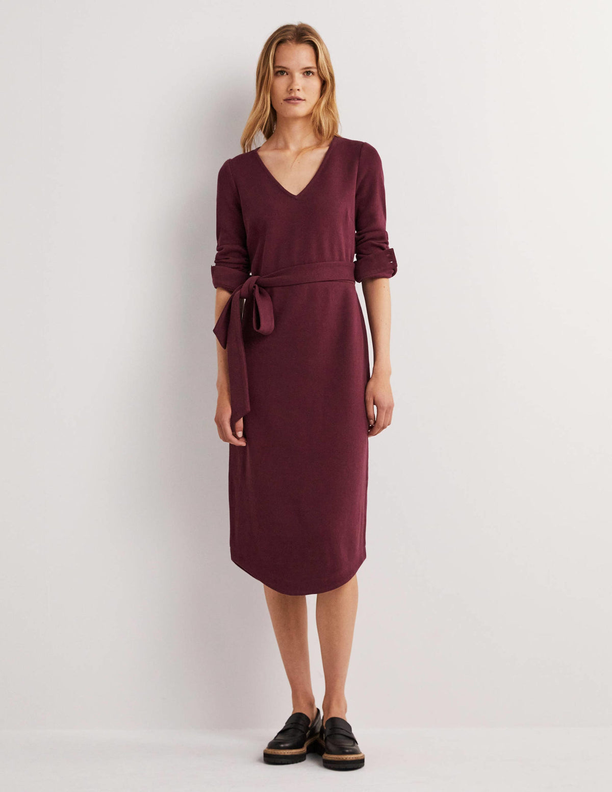 Column Jersey Midi Dress-Mulled Wine - Image 1