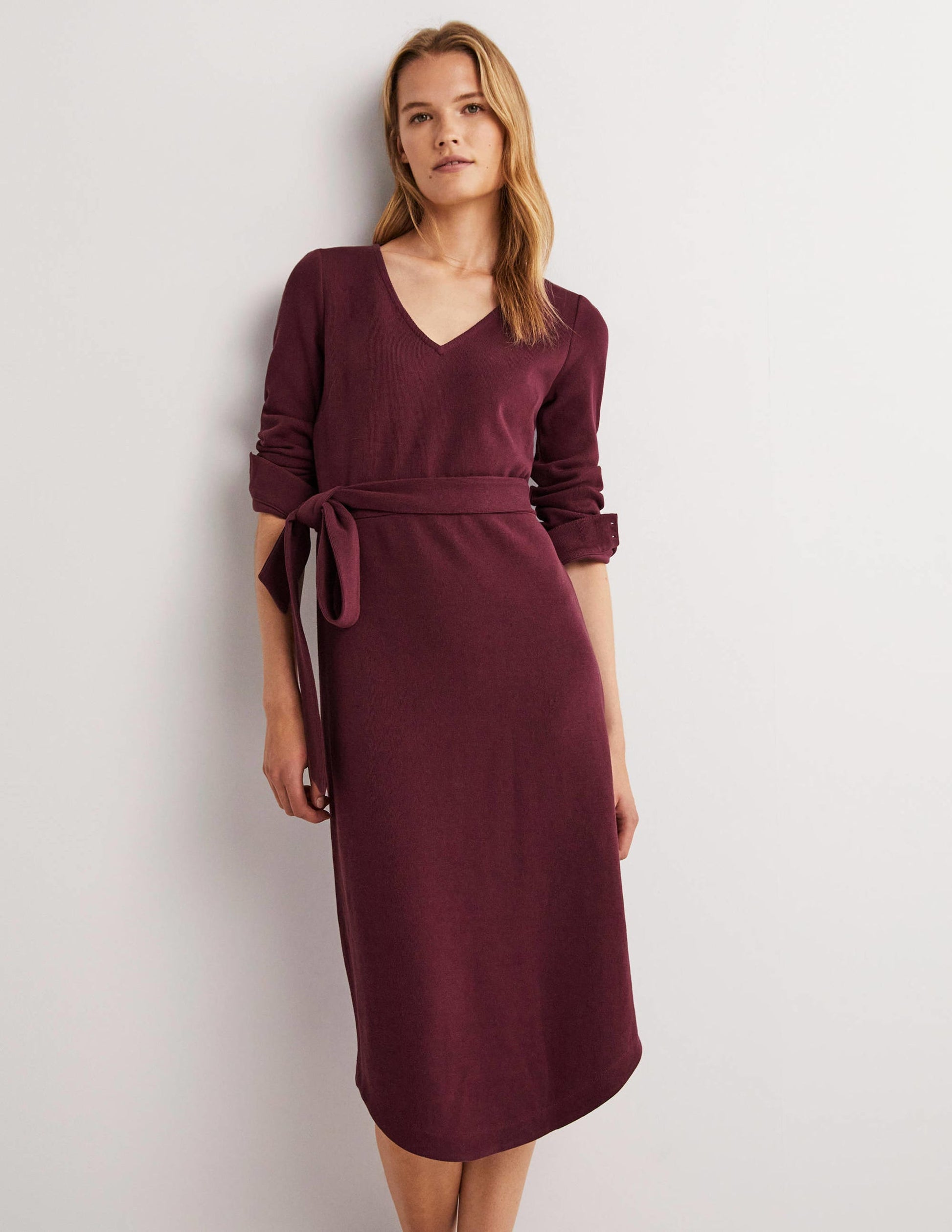 Column Jersey Midi Dress-Mulled Wine-4