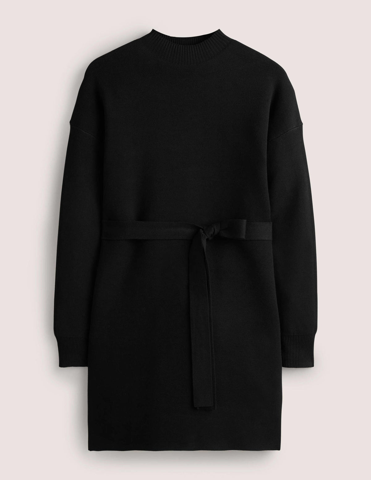 High Neck Knitted Shift Dress-Black - Image 7