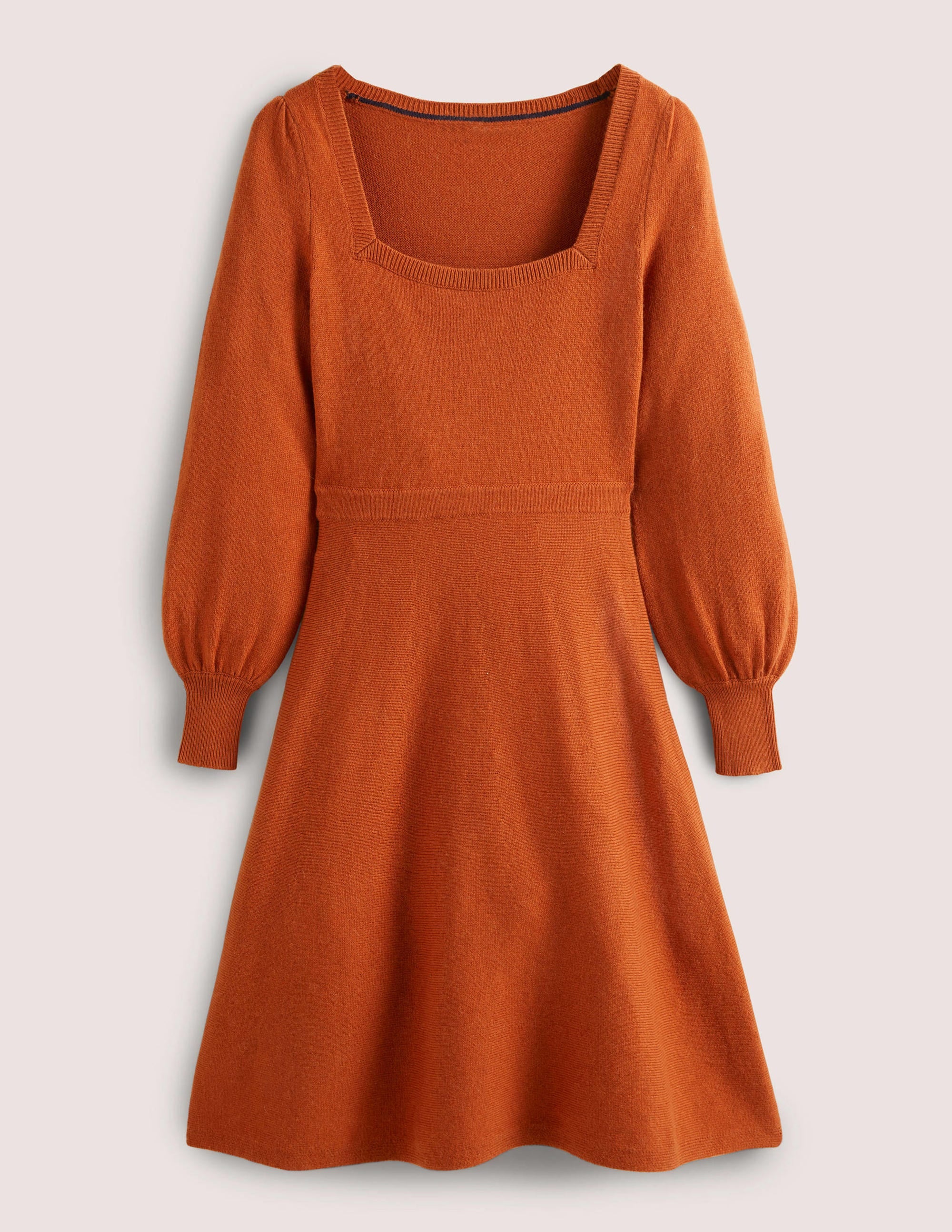 Square Neck Knitted Dress-Copper Red - Image 6