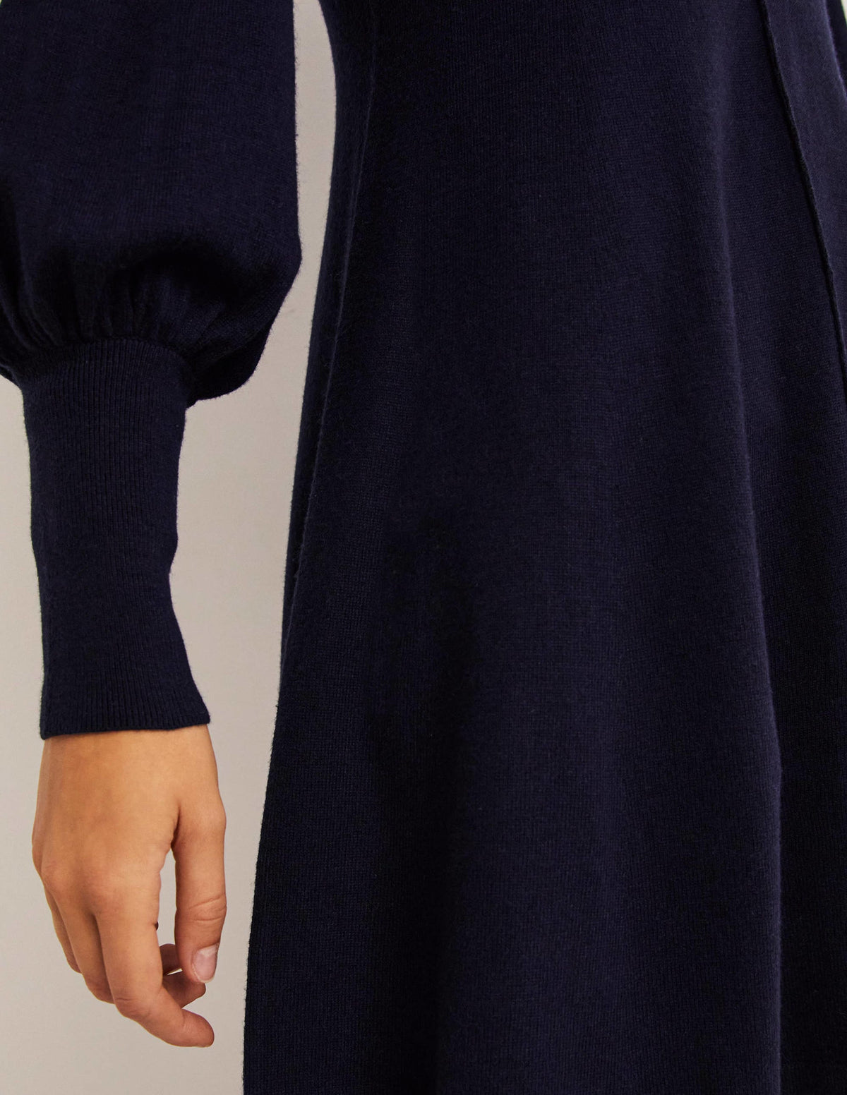 Cuff Detail Knitted Mini Dress-Navy - Image 2