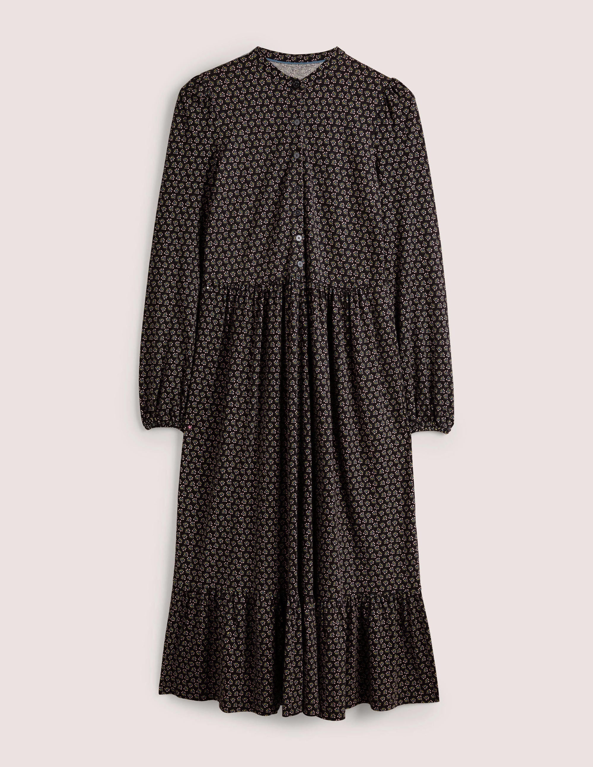 Buttoned Jersey Midi Dress-Black, Diamond Bud - Image 6