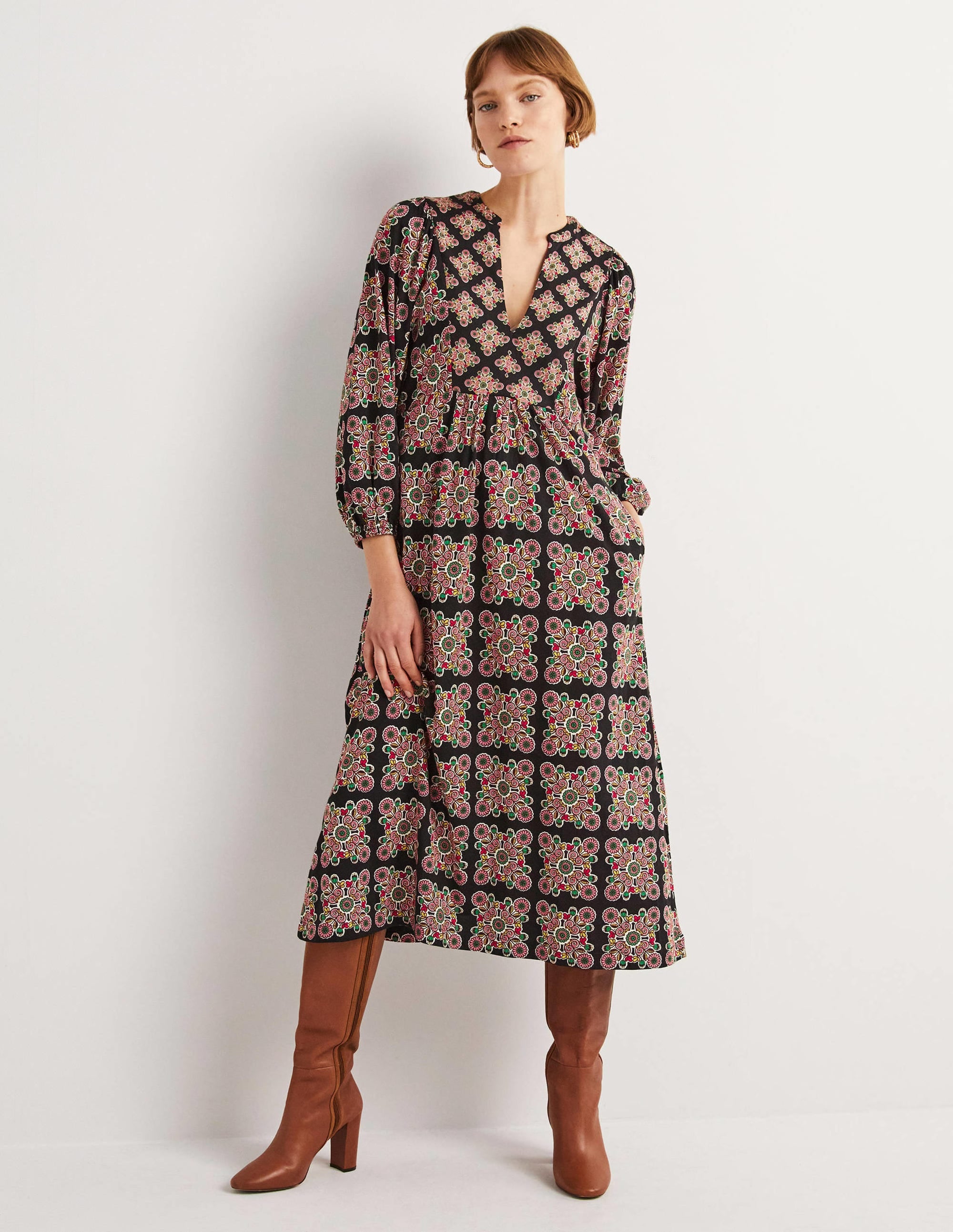 Jersey Midi Dress-Multi, Daisy Illusion Tile - Image 5