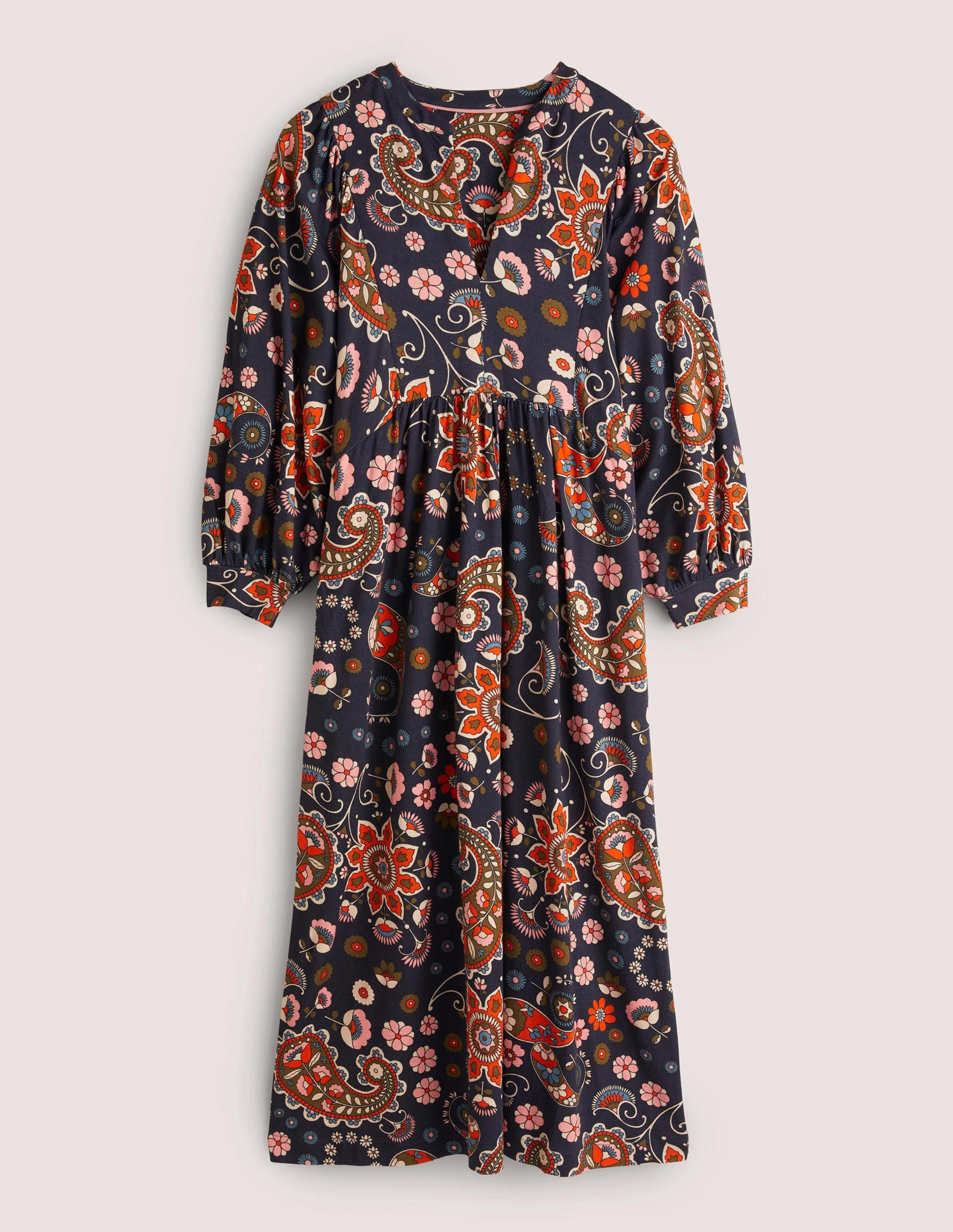 Jersey Midi Dress-French Navy, Passion Flower - Image 6