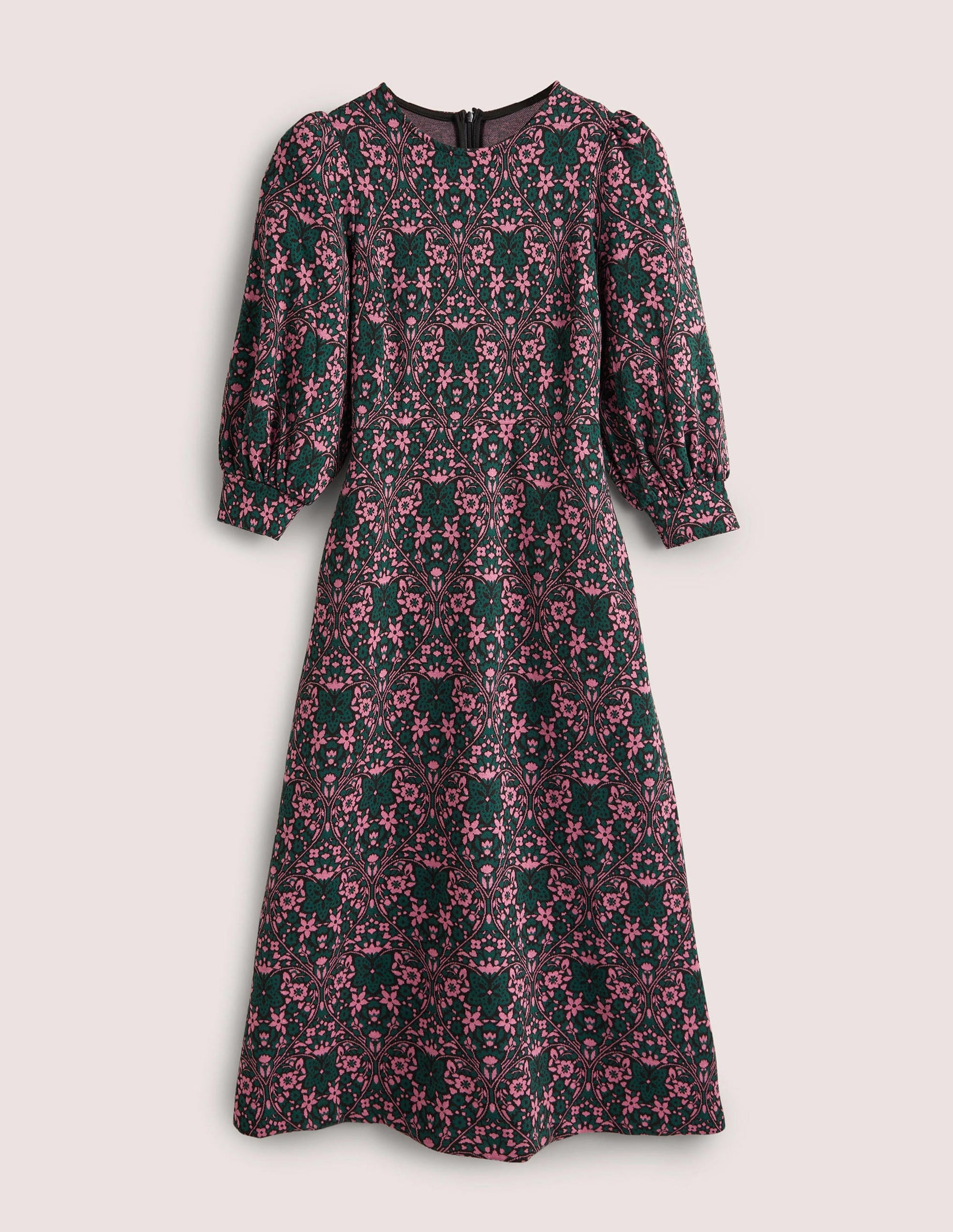 Jersey Jacquard Midi Dress-Trekking Green, Heart Bloom-6