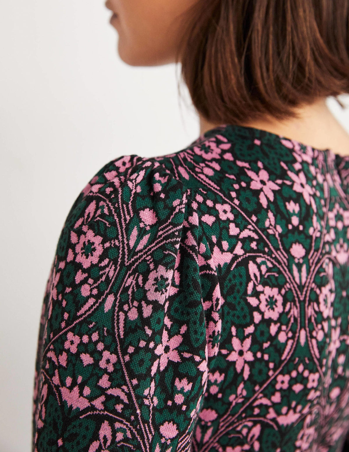 Jersey Jacquard Midi Dress-Trekking Green, Heart Bloom - Image 2