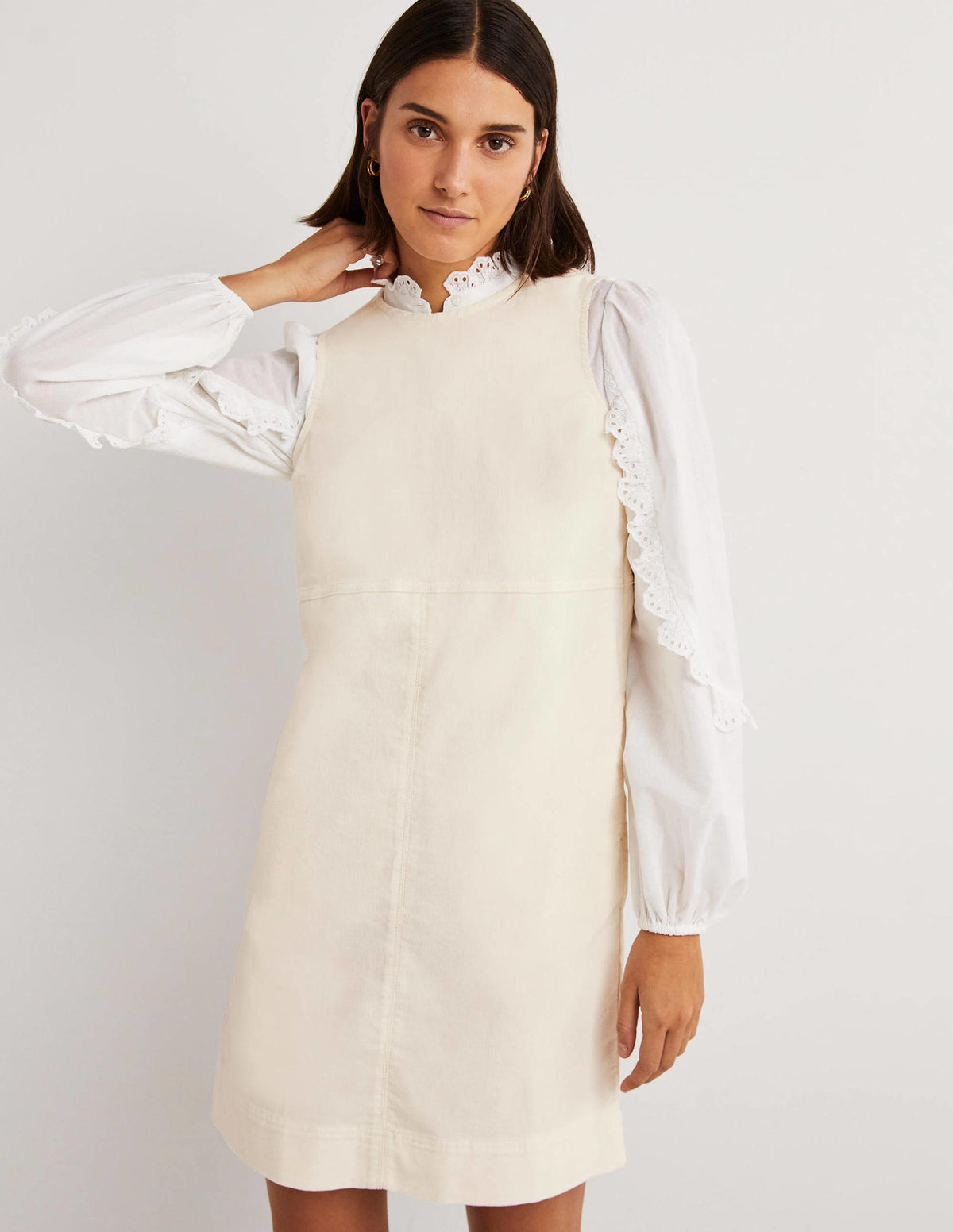 Evie Cord Shift Dress-Ecru-4