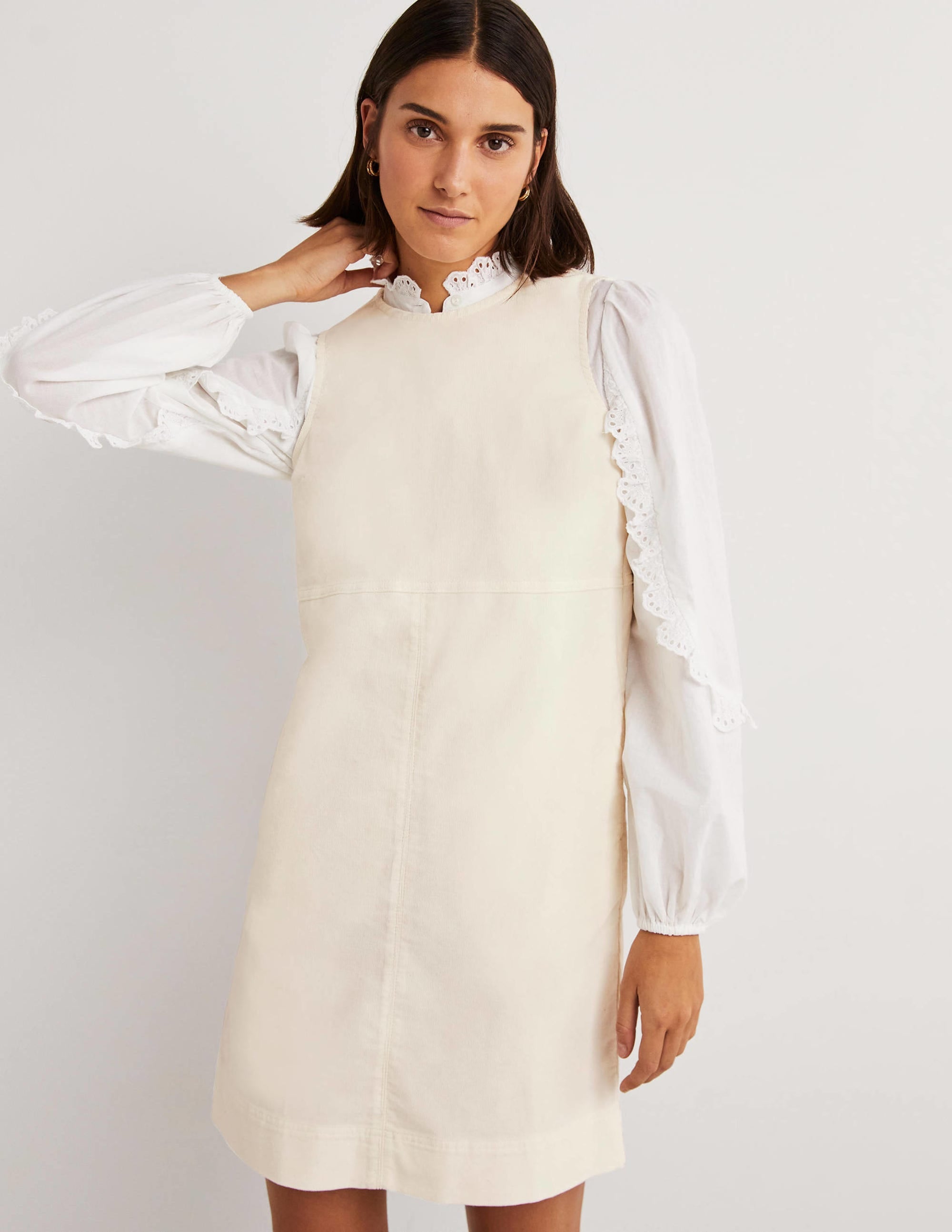 Evie Cord Shift Dress-Ecru - Image 4